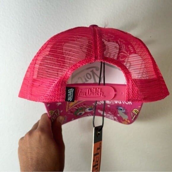 Designer × Von Dutch NWT VON DUTCH JAX HOT PINK ALL OVER PRINT TRUCKER HAT Size ONE SIZE - 6 Thumbnail