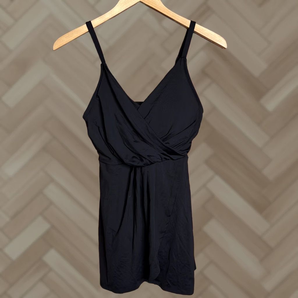 Lands' End Lands' End One Piece Skirted Swimsuit Black S Womens Tank Wide Strap Tummy Control Beach 1 piece Regular Size ONE SIZE - 1 Thumbnail