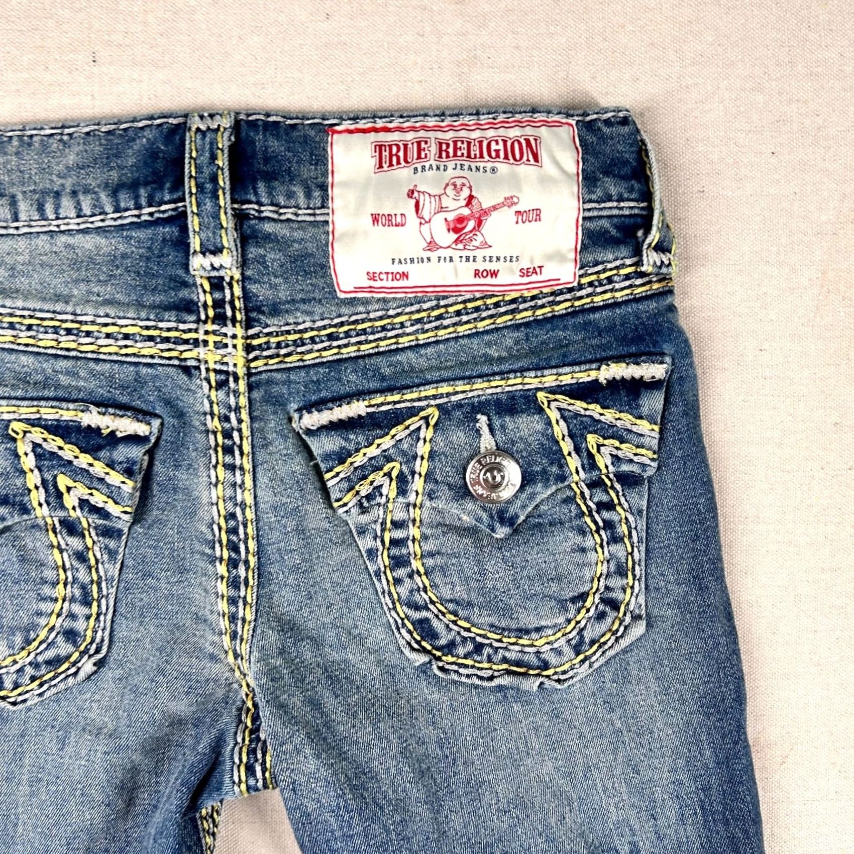 True Religion VINTAGE True Religion Jeans Womens 24 Ricki Relaxed Straight Contrast Stitch Western Jeans Size 42" / US 20 - 6 Thumbnail