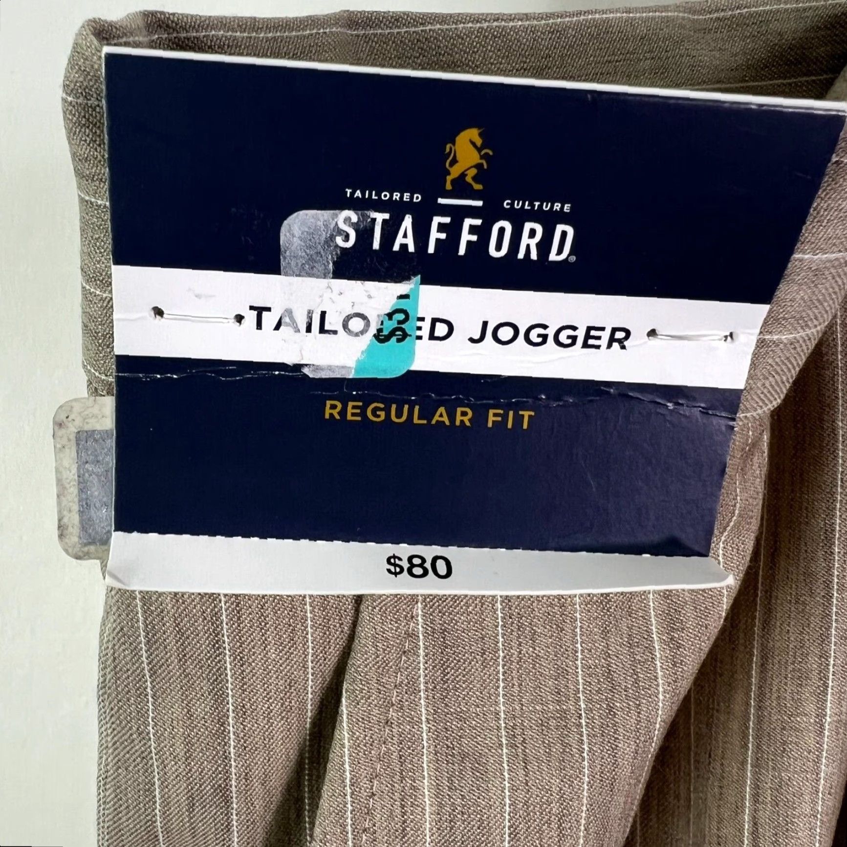 Stafford VINTAGE Stafford Wool Blend Joggers Pants High Rise Straight Cuffed Mens Size 44 Tan Striped Fall Spring Size US 44 / EU 60 - 5 Thumbnail