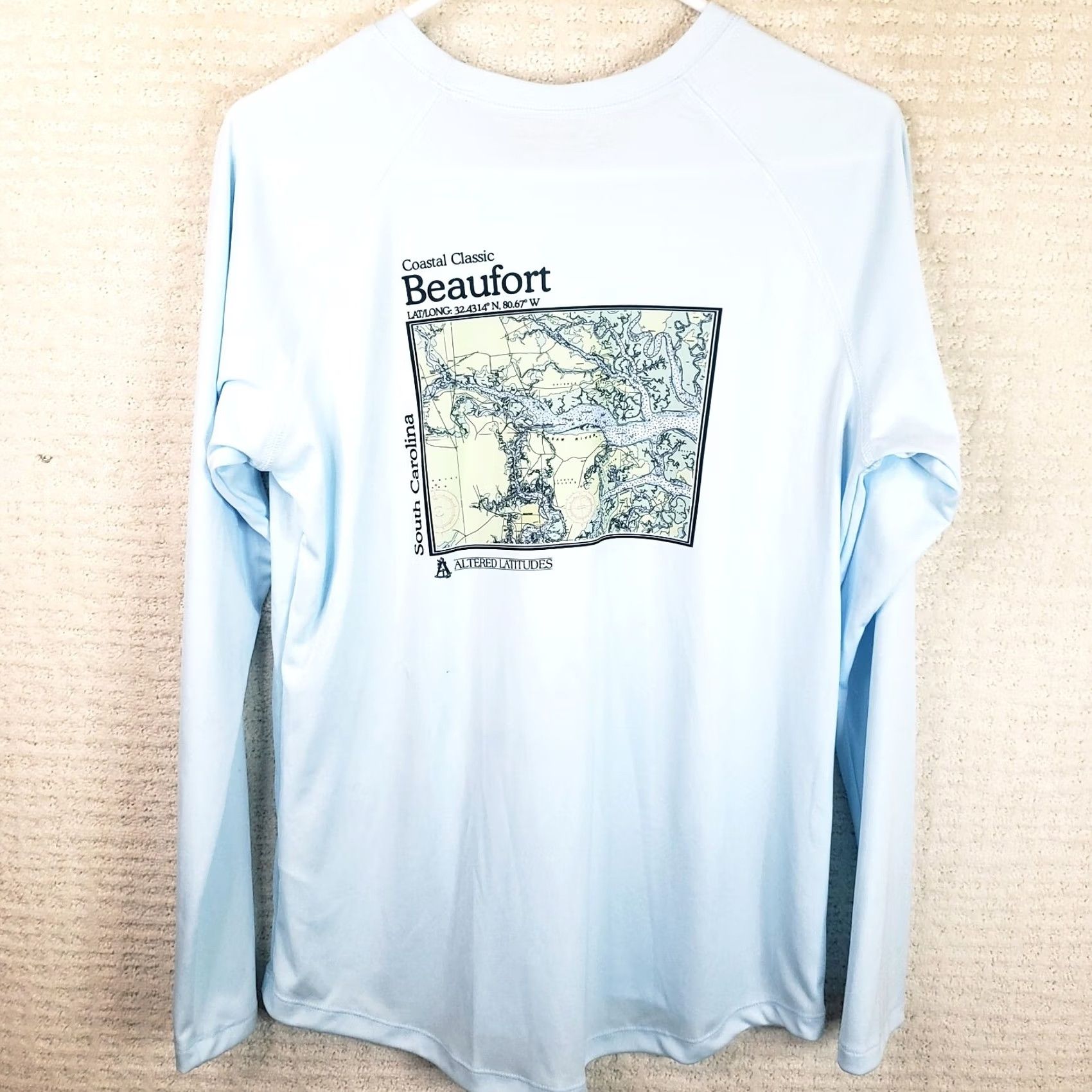 Area Altered Latitudes Higher Ground Men L Blue L. Sleeve Map Shirt Beaufort SC Area Shirt Size US L / EU 52-54 / 3 - 5 Thumbnail