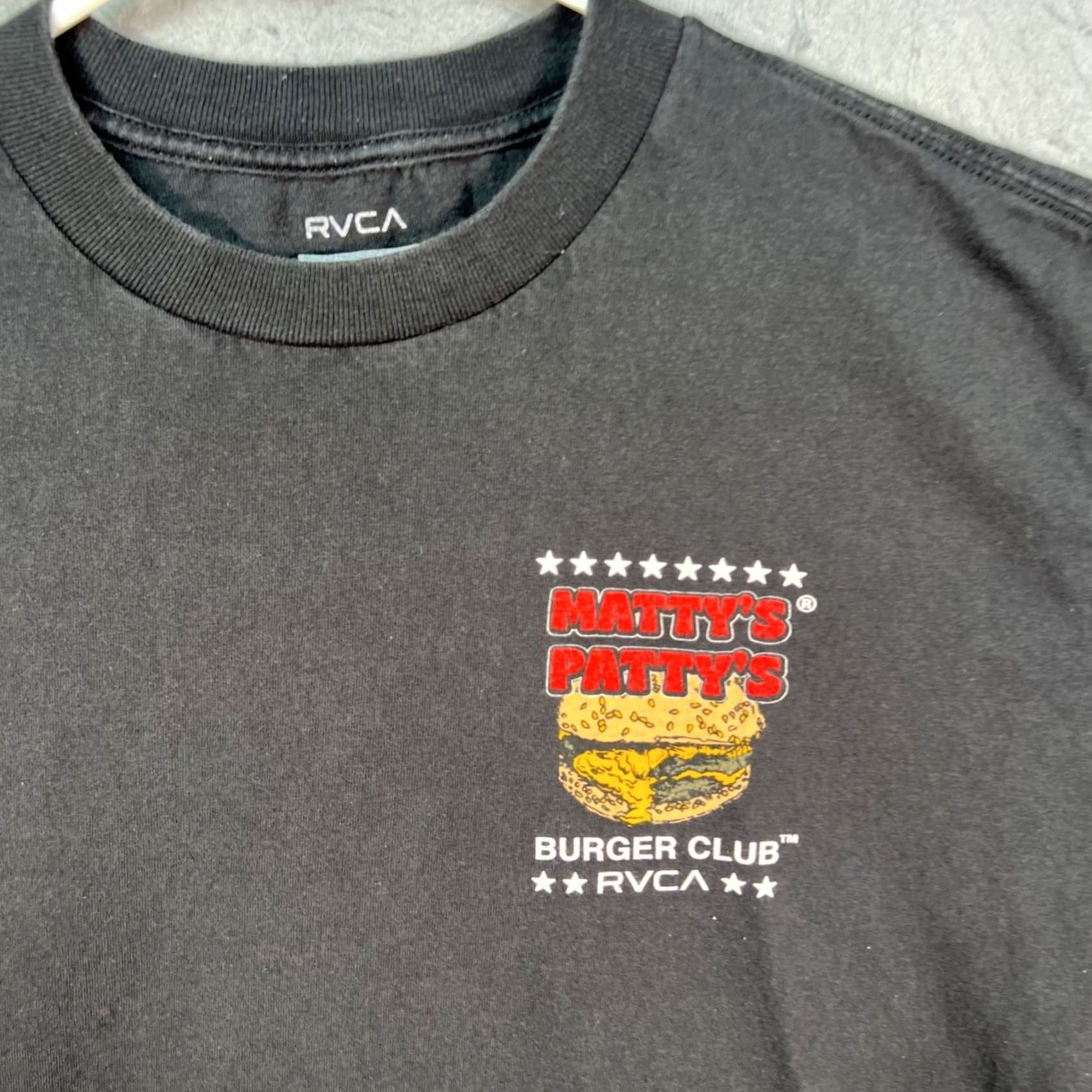 RVCA RVCA Mens Large Mattys Pattys Burger Club Graphic T Shirt Black Relaxed Fit Size US L / EU 52-54 / 3 - 5 Thumbnail