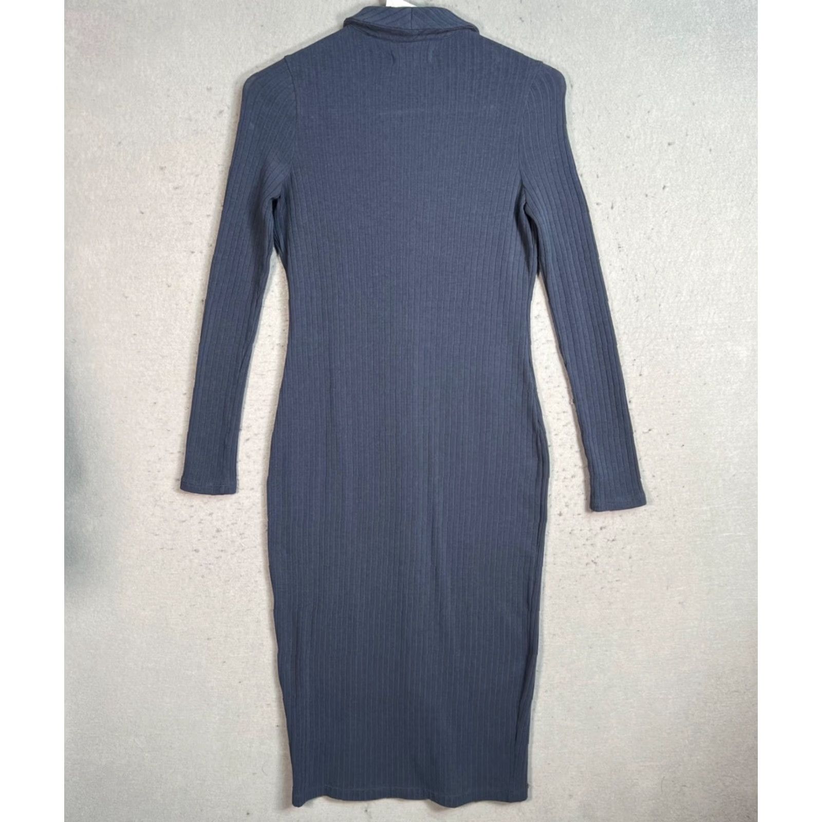 Madewell Madewell Blue Ribbed Button-Down Maxi Dress Womens XXS Long Sleeve Knit Size XXS / US 00 / IT 34 - 2 Thumbnail