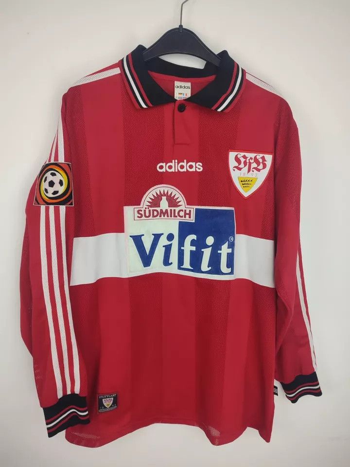 Adidas VfB Stuttgart 1996/97 away FOOTBALL Kit SHIRT JERSEY #3 Size US L / EU 52-54 / 3 - 9 Thumbnail