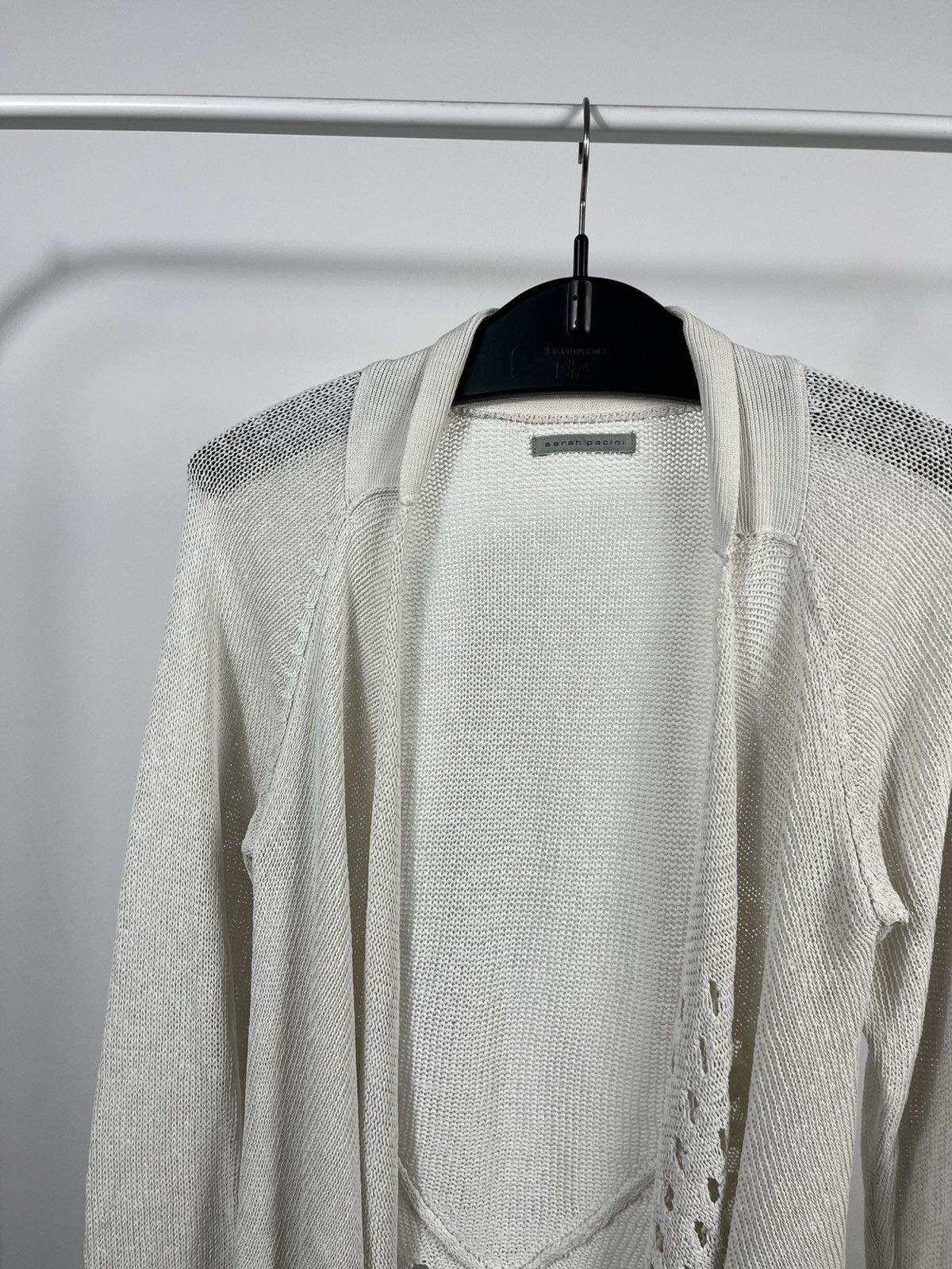 Sarah Pacini Sarah Pacini White Knit Open Cardigan Draped Long Sleeve Size S / US 4 / IT 40 - 3 Thumbnail