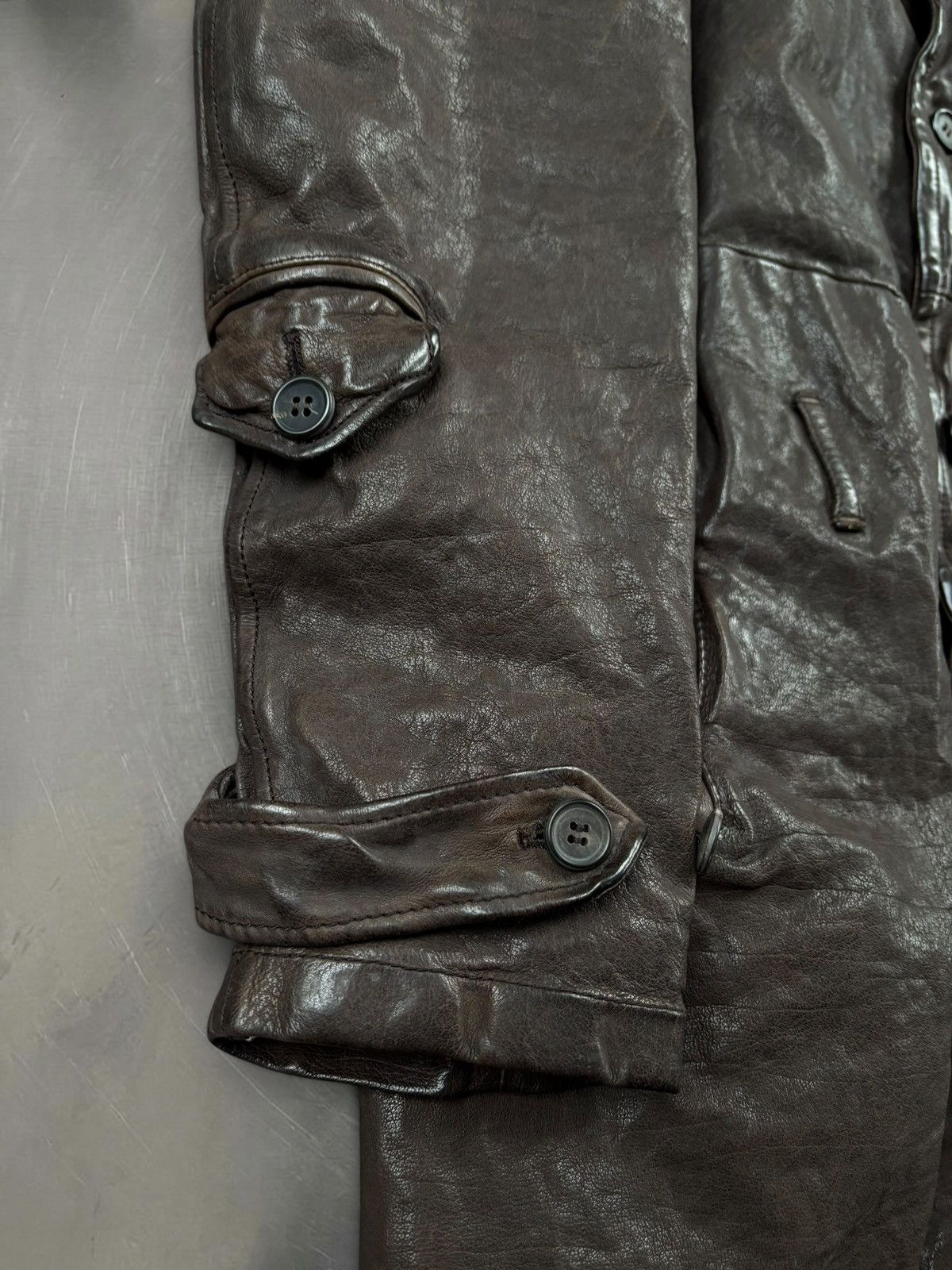 Neil Barrett Neil Barrett leather trench coat in dark brown Size US M / EU 48-50 / 2 - 11 Thumbnail