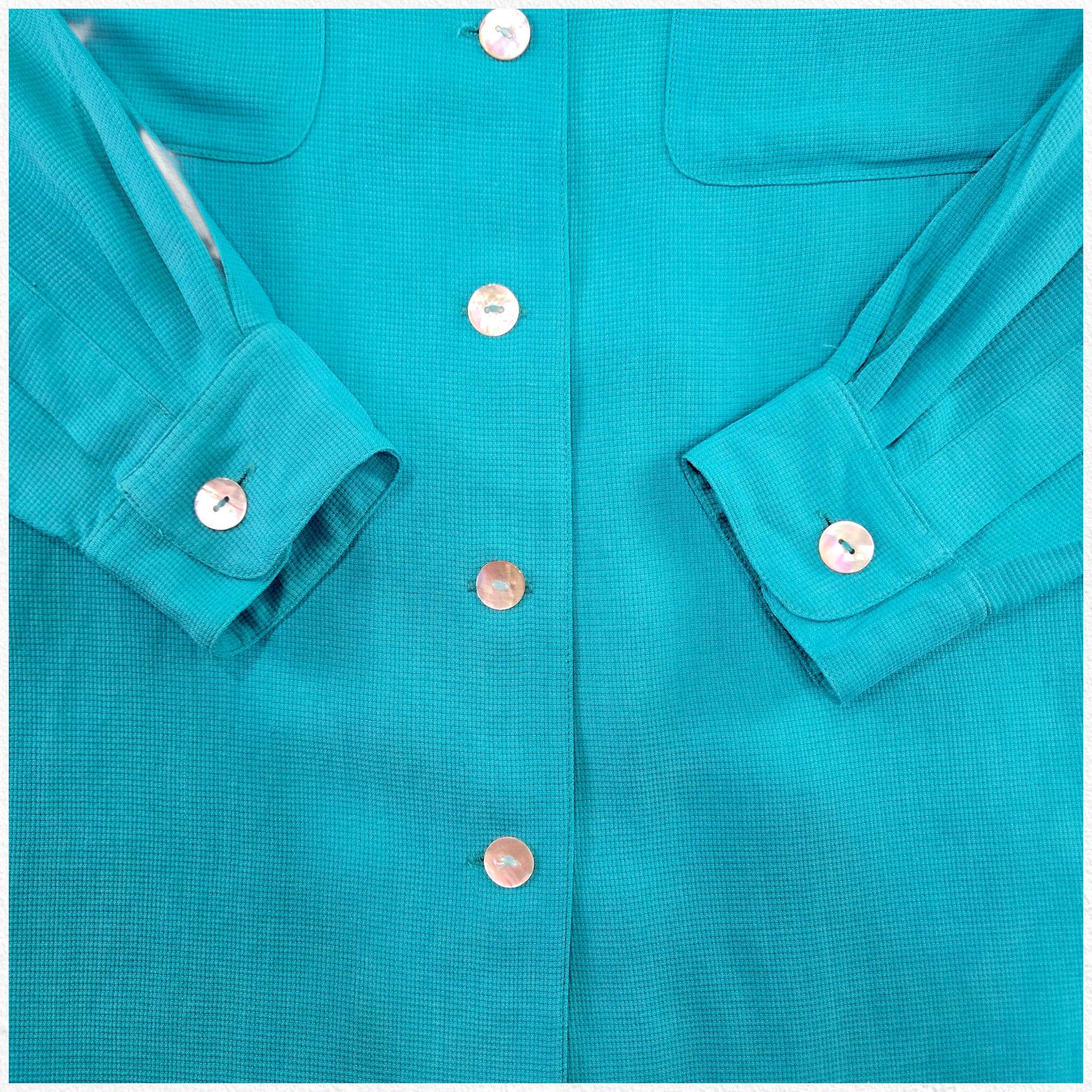 Vintage Vintage Turquoise Silk Button Up Blouse Size 6 Size M / US 6-8 / IT 42-44 - 5 Thumbnail