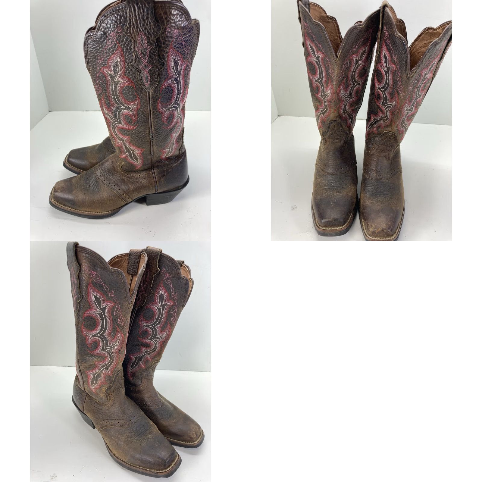 Justin Boots Justin Boots Women Size 6 B Brown Leather Pink Embroidery Western Style L 7303 Boot Size US 6 / IT 36 - 10 Thumbnail