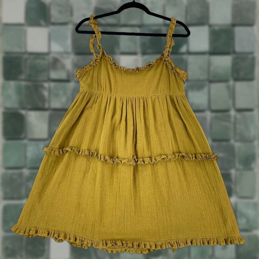 Urban Outfitters Urban Outfitters Yellow Georgia Linen Tie Back Apron Dress Womens 10 Dress Linen Yellow Georgia Tie Back Apron Dress Womens 10 Size L / US 10 / IT 46 - 1 Thumbnail