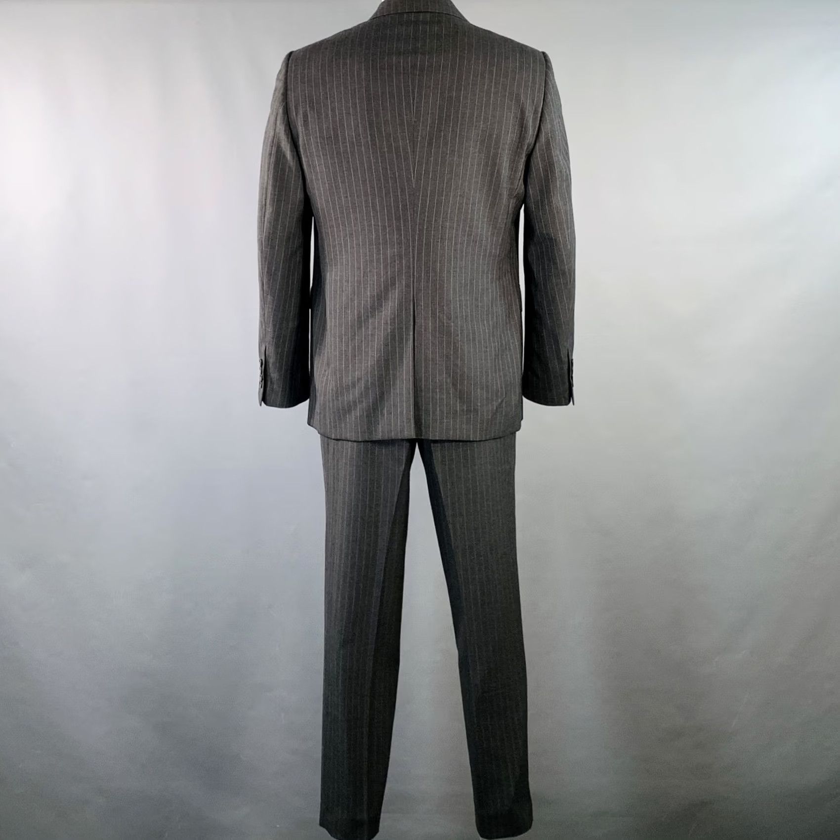 Celine CELINE Size 44 Regular Grey Charcoal Stripe Wool Polyester Suit Size 44R - 3 Thumbnail