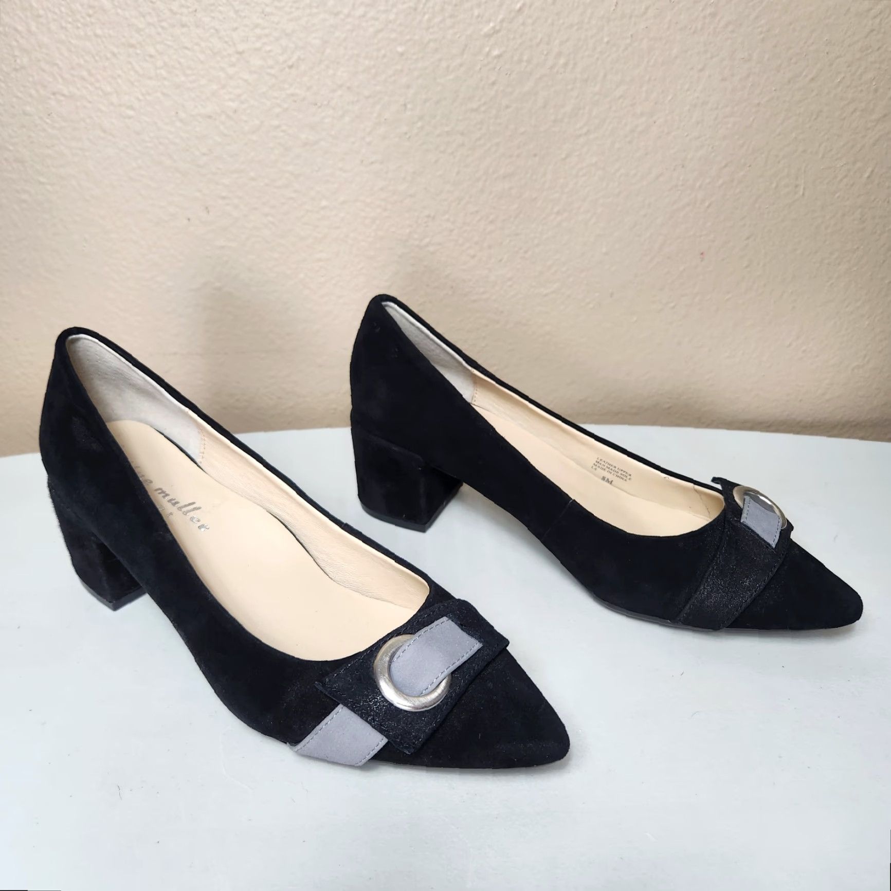 Vintage **Concept Bettye Muller Womens Black Suede Block Heel Pump** User: **Concept Bettye Muller Womens Black Suede Block Heel Pump** Size US 8 / IT 38 - 2 Thumbnail