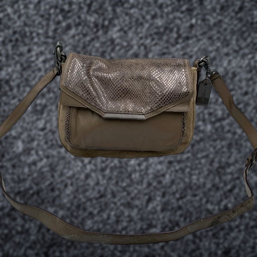 Coach Coach Bag Womens Brown Exotic Python Embossed Leather Flap Detachable Crossbody Size ONE SIZE - 1 Thumbnail