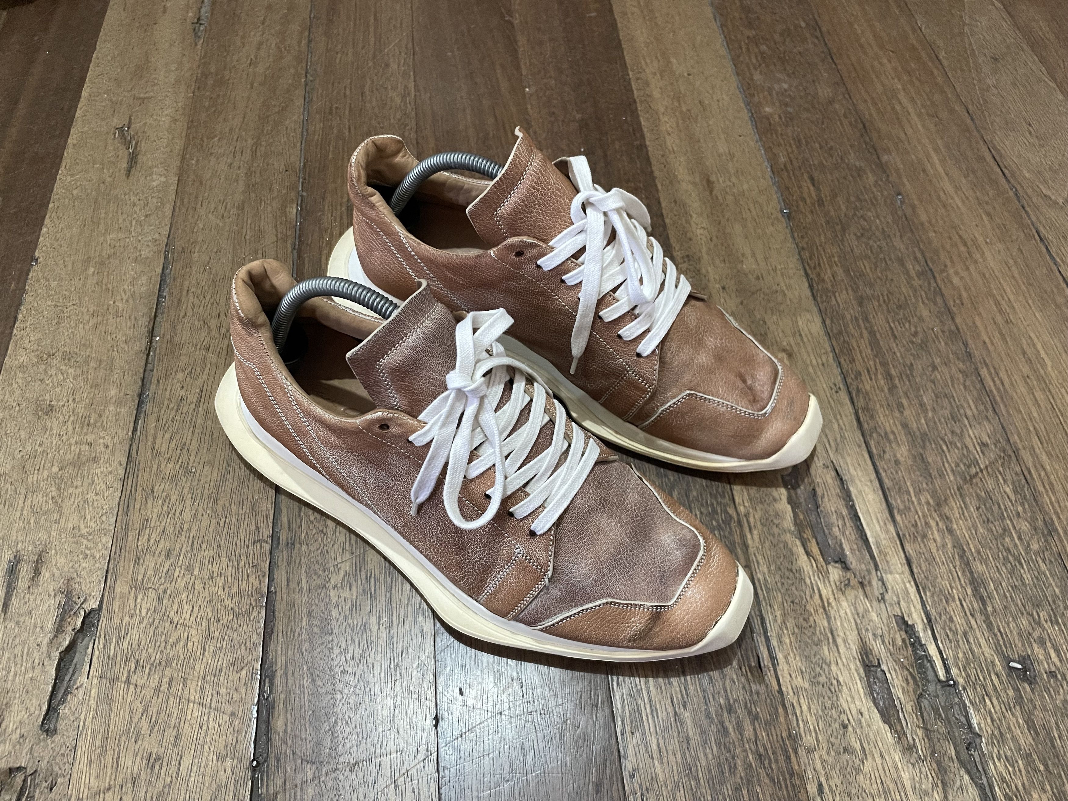 image of Rick Owens Oblique Lace Up Runner - Mainline Fw18 Shoes in Brown, Men's