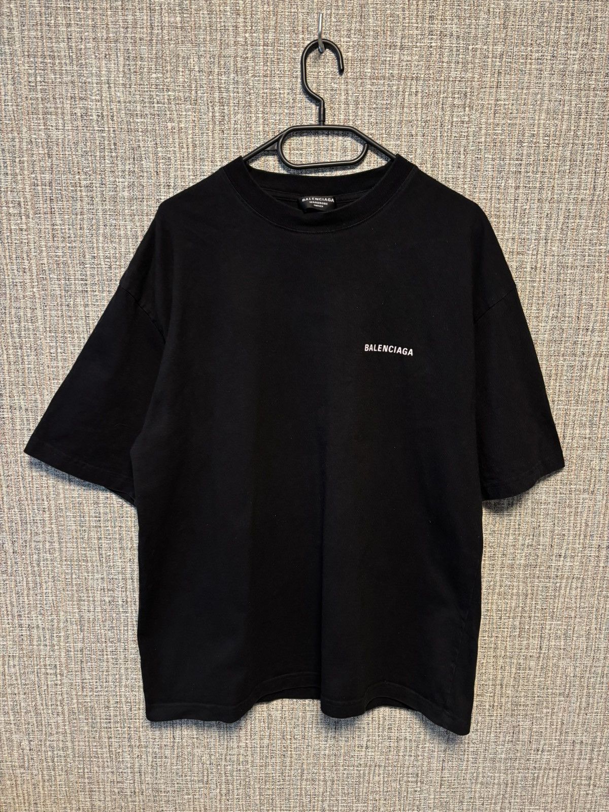 Men’s Black Balenciaga Tee Size M BIG LOGO on Back