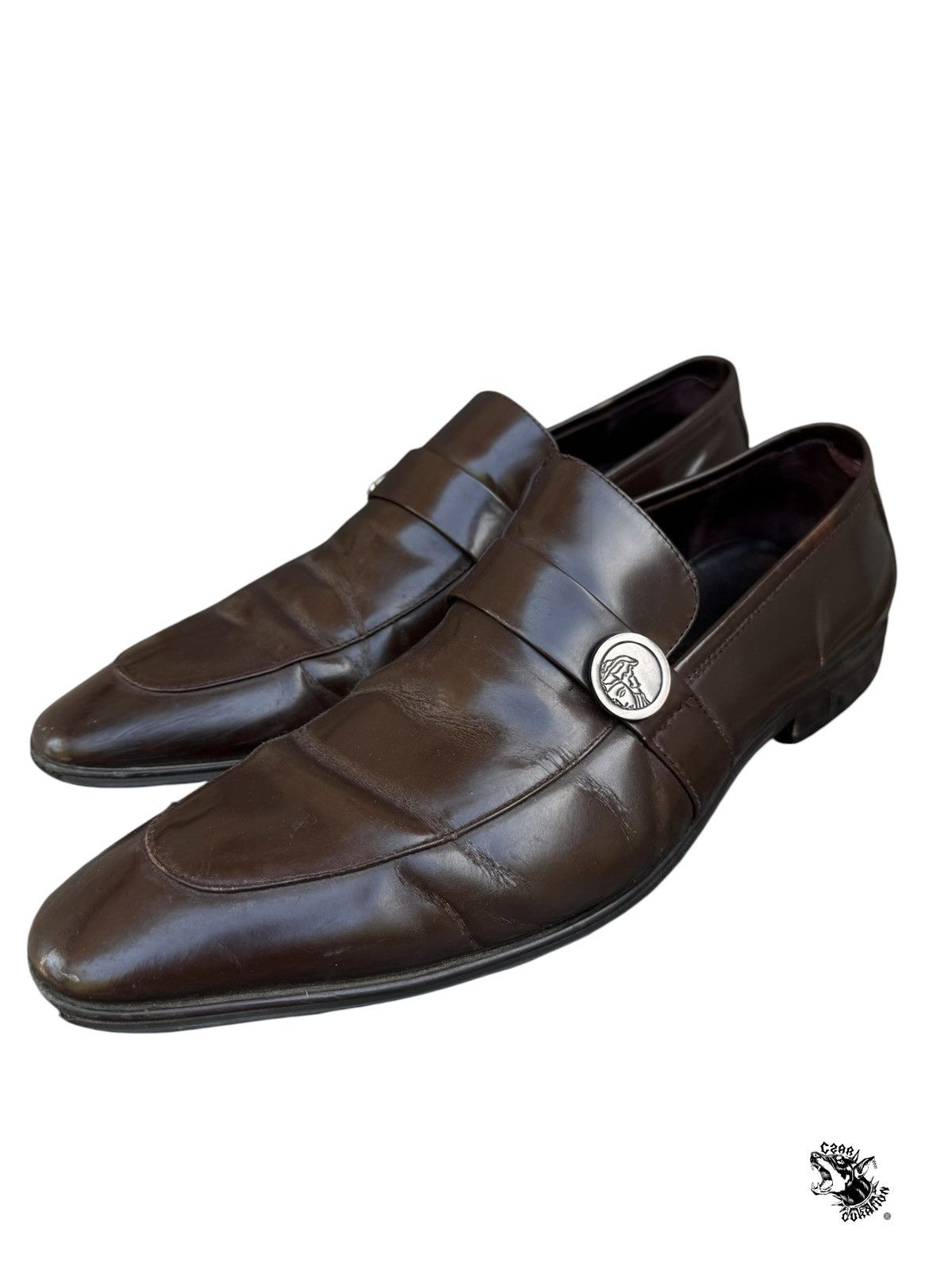 Versace Versace collection brown leather loafers Size US 11 / EU 44 - 1 Thumbnail
