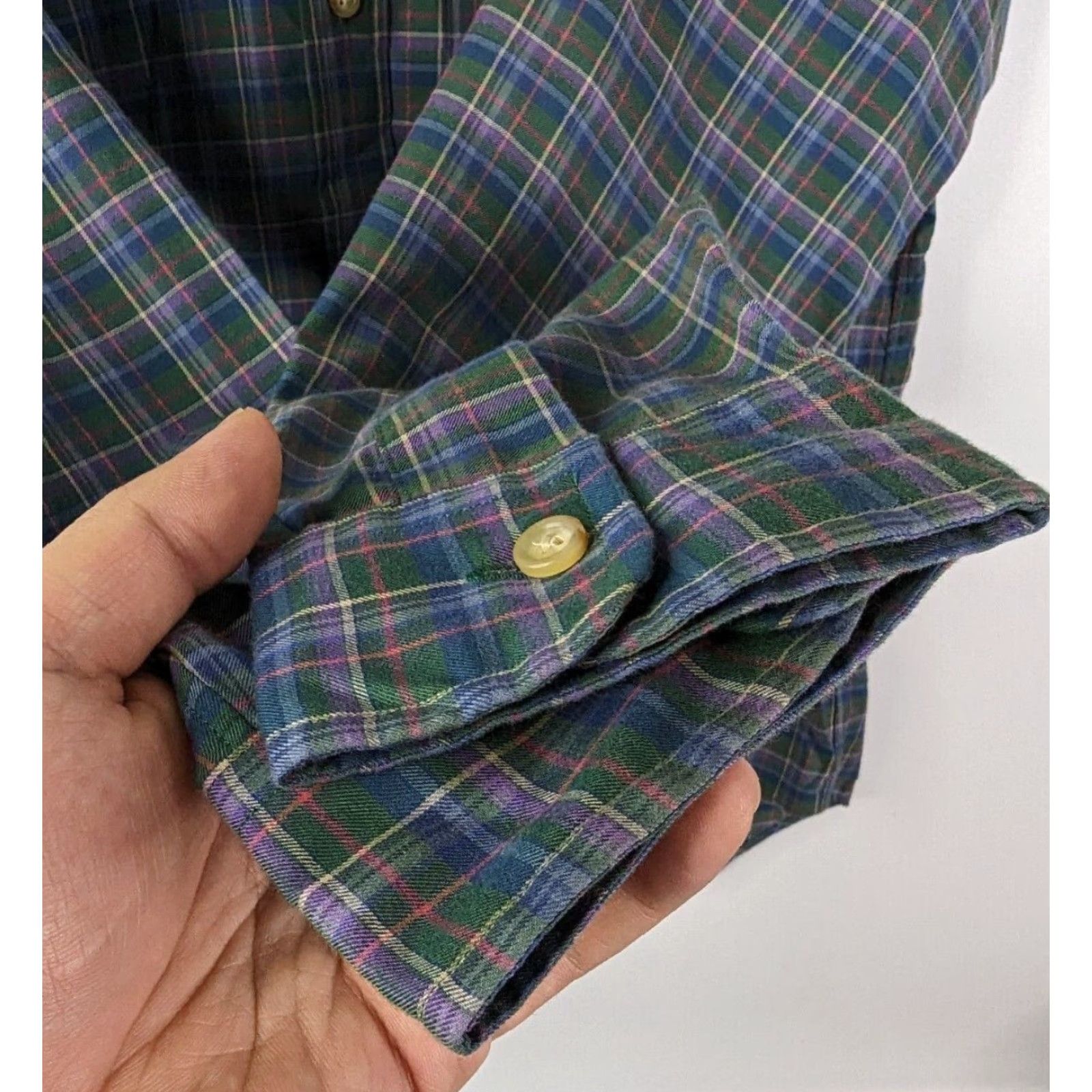 Ralph Lauren Ralph Lauren Button-Down Shirt Plaid Long Sleeve Navy Blue / Green Men's Small Shirt Size US S / EU 44-46 / 1 - 3 Thumbnail