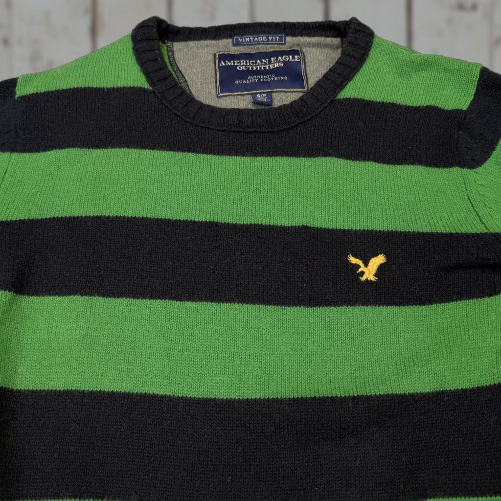 American Eagle Outfitters American Eagle Outfitters Sweater Mens Small Green Navy Striped Crewneck Logo Size US S / EU 44-46 / 1 - 1 Thumbnail