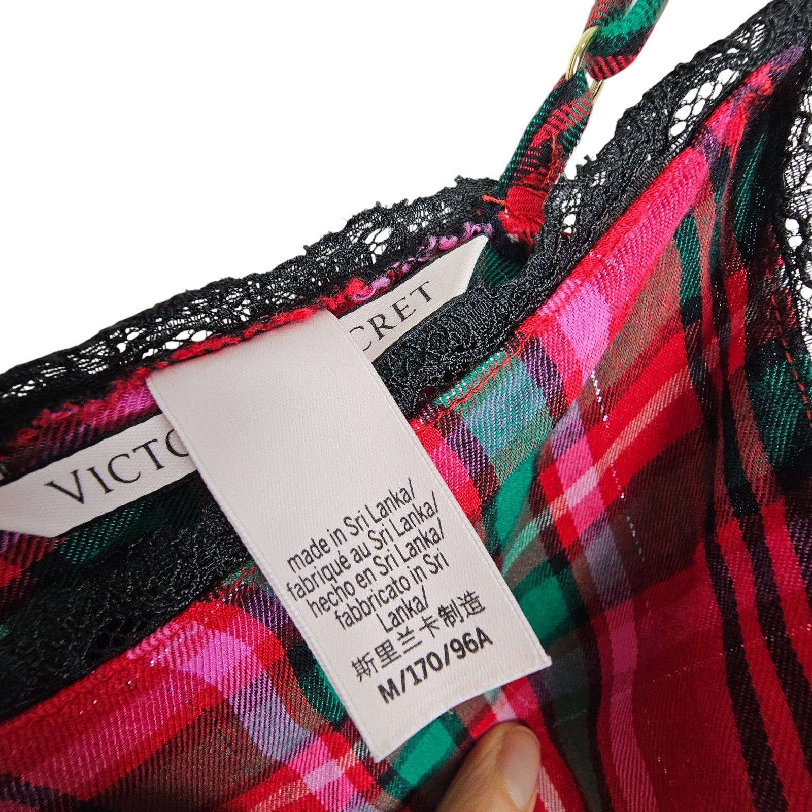 Victoria's Secret Victorias Secret Plaid Cami Slip Dress Lace M Dark Academia Size 30" / US 8 / IT 44 - 7 Thumbnail