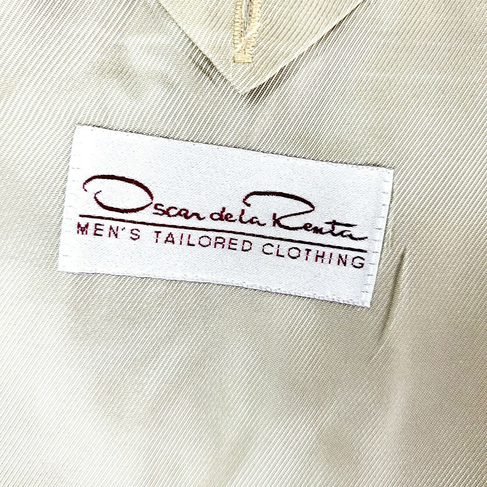 Oscar De La Renta Oscar De La Renta Wool 2 Button Blazer 46R Tan Herringbone S Size 46R - 8 Thumbnail