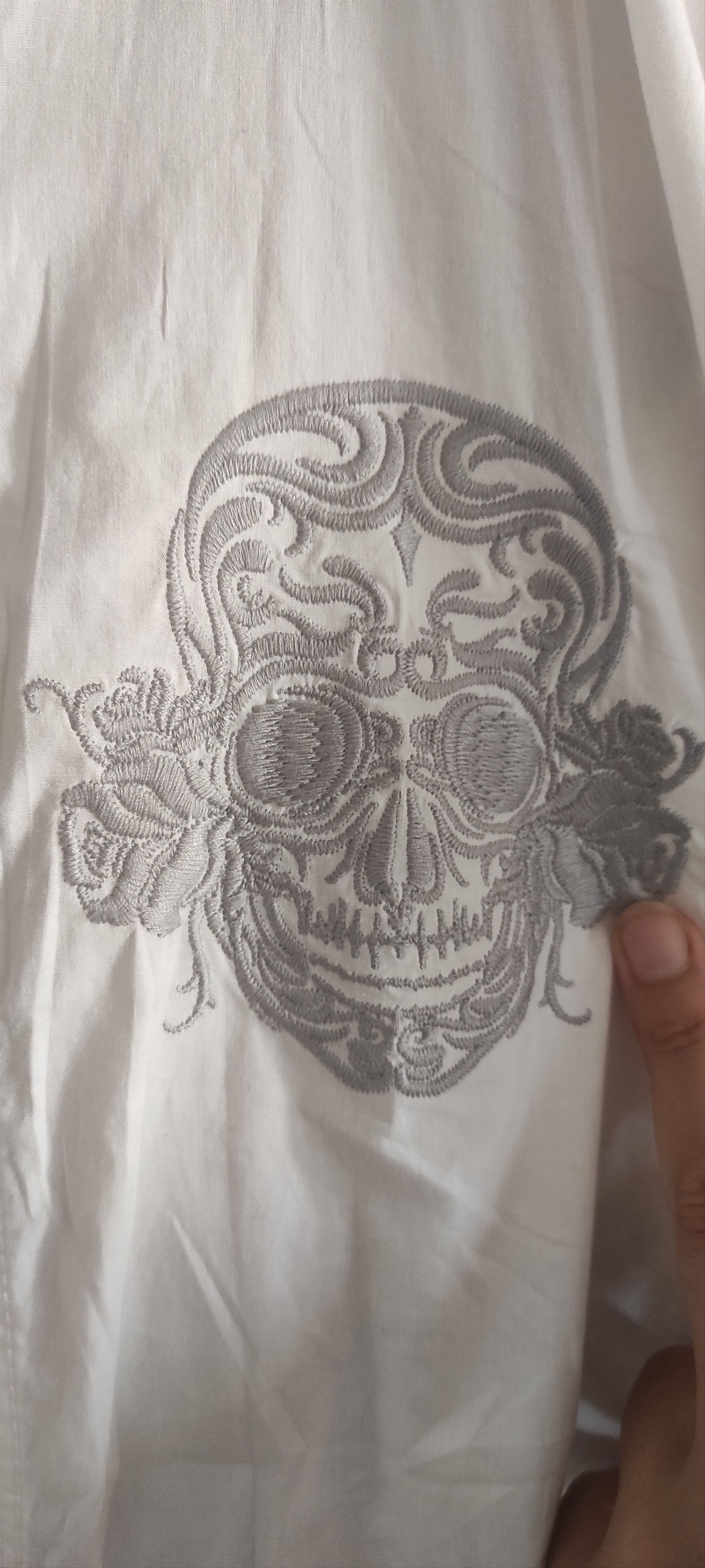 Other Rebel Spirit Embroidered Patched Skull Men's Shirt Size L Size US L / EU 52-54 / 3 - 6 Thumbnail