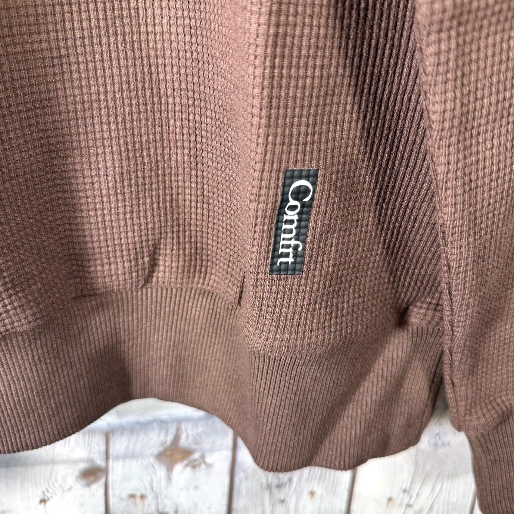 Vintage Comfrt Good Days Ahead waffle knit sweatshirt Brown Oversized Crewneck M Mens Size US M / EU 48-50 / 2 - 3 Thumbnail
