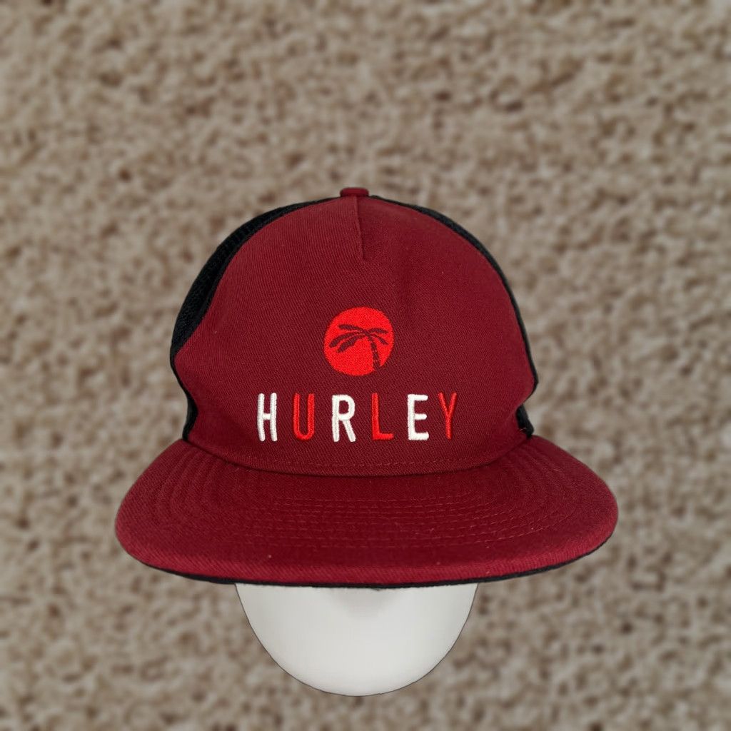 Hurley Hurley Hat Cap Snap Back Adult One Size Red Trucker 100% Polyester Palm Skate Beach Adjustable Men Hat Size ONE SIZE - 1 Thumbnail