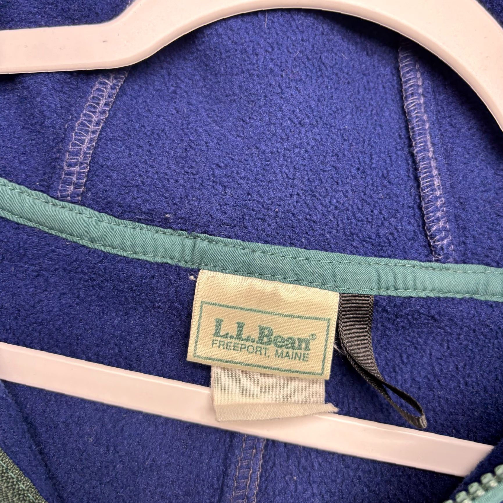 Vintage L.L. Bean Jacket Mens Extra Large Fleece Hooded Full Zip Blue Outdoor Hiking Windbreaker Casual Travel Workwear Size US XL / EU 56 / 4 - 7 Thumbnail