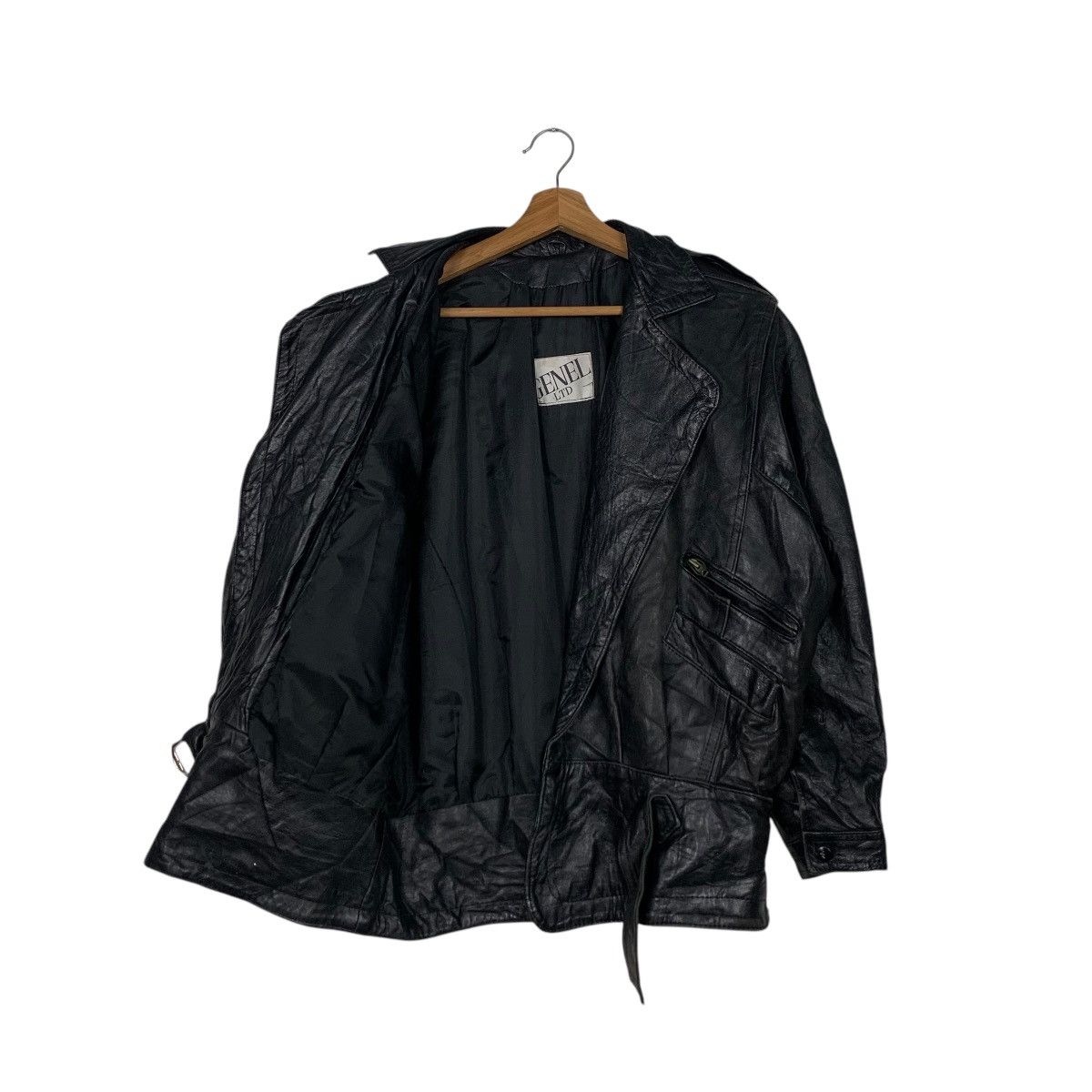 Vintage GENEL England Real Leather Double Collar Jacket #2164-C95 Size US L / EU 52-54 / 3 - 9 Thumbnail