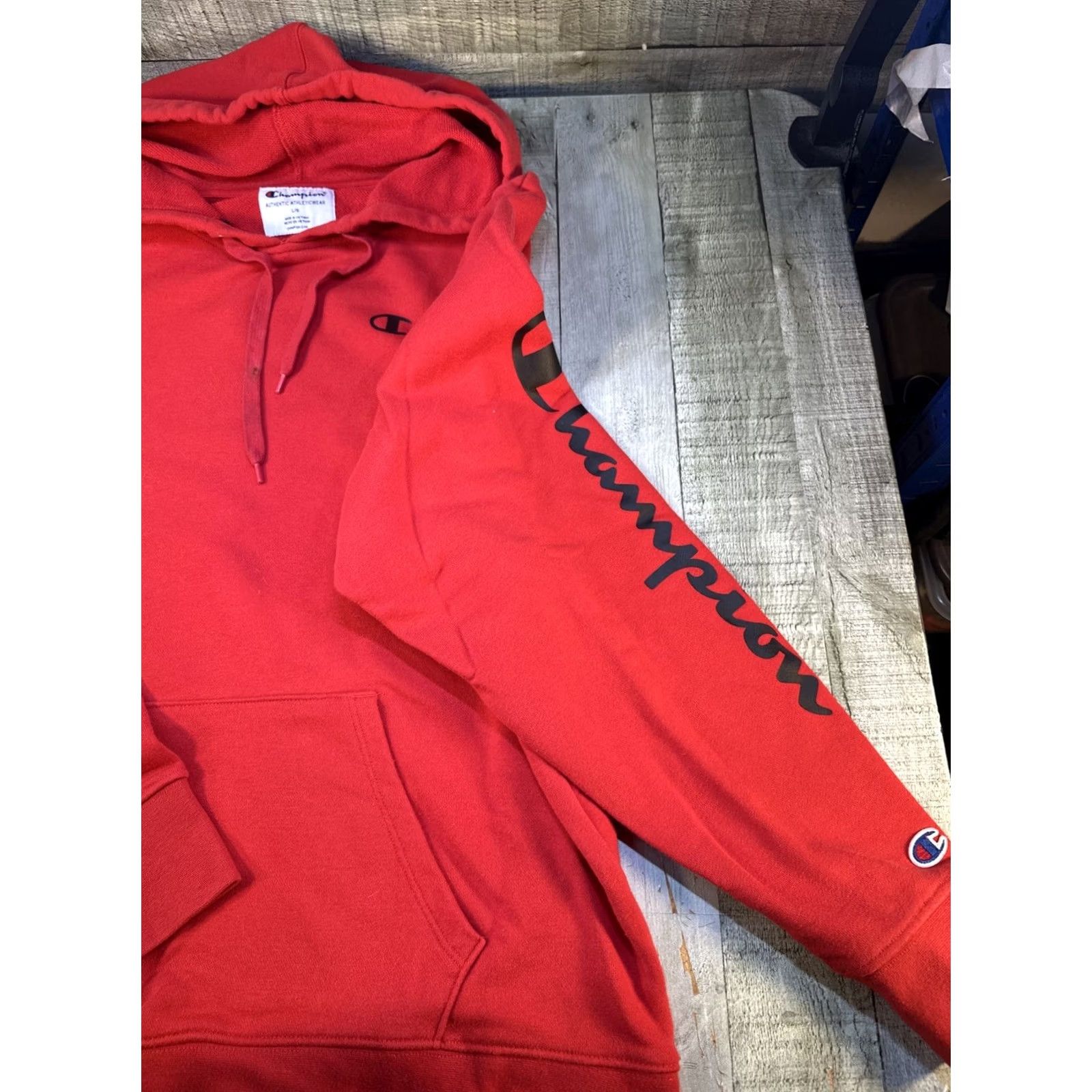 Champion VINTAGE CHAMPION Classic Fleece Men Red Hooded Pullover Sweatshirt Hoodie Size LARGE Size US L / EU 52-54 / 3 - 2 Thumbnail