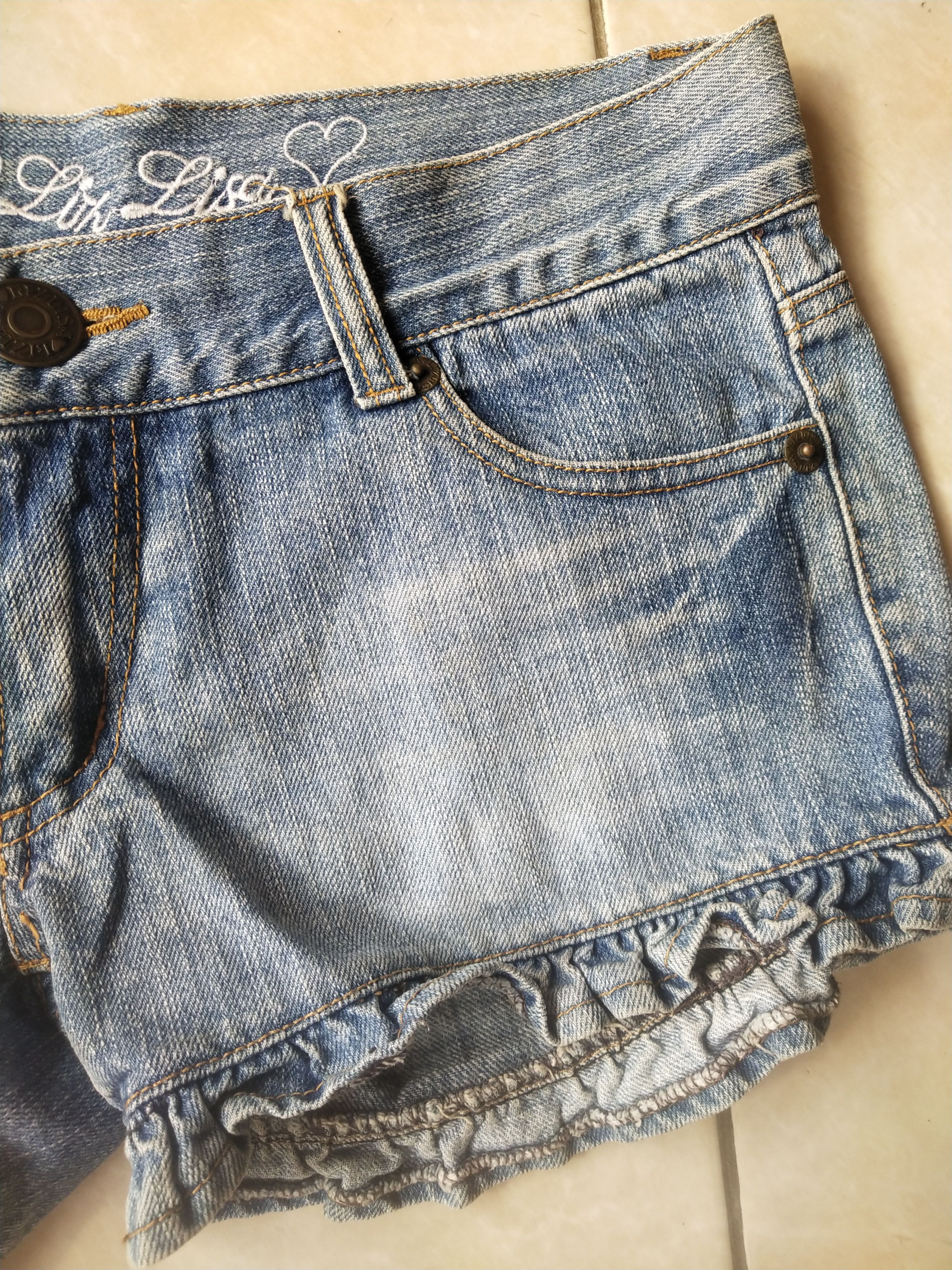 LIZ LISA 2000s Liz Lisa Gyaru Ruffled Bow Denim Shorts Vintage Y2K Size 28" / US 6 / IT 42 - 5 Thumbnail