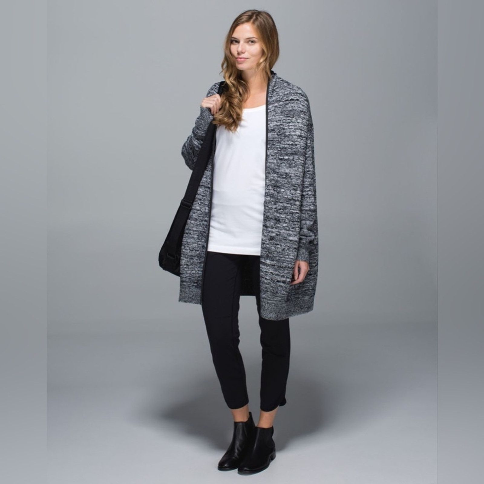 image of Lululemon Cardi All Day Black / White, Women's (Size Small)