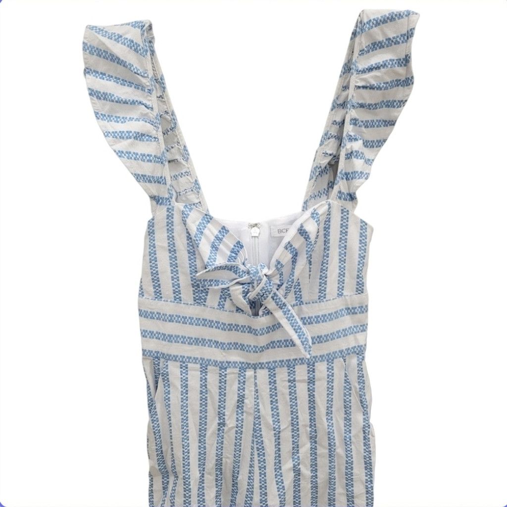 BCBGeneration EUC BCBGeneration Ruffle Sleeve Striped Jumpsuit in Sky Blue Size 26" / US 2 / IT 38 - 6 Thumbnail