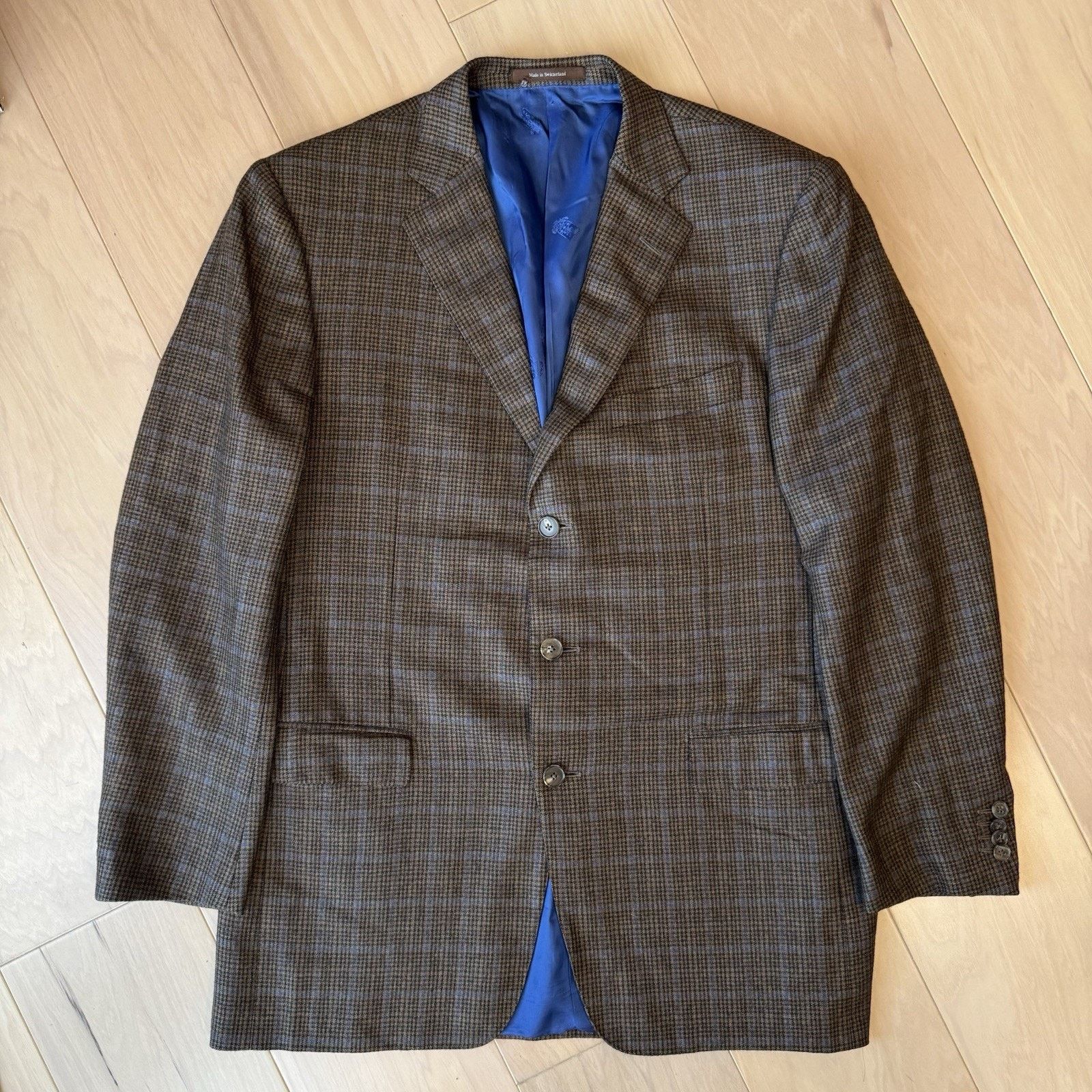 Ermenegildo Zegna Ermenegildo Zegna Blazer Large Brown Multicolor Plaid Pure Size 46R - 2 Thumbnail