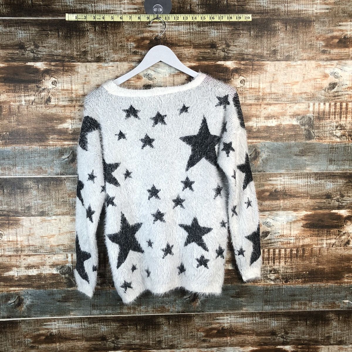 Japanese Brand DL Culots Star White Mohair fur shag Knitwear #C367 Size M / US 6-8 / IT 42-44 - 13 Thumbnail