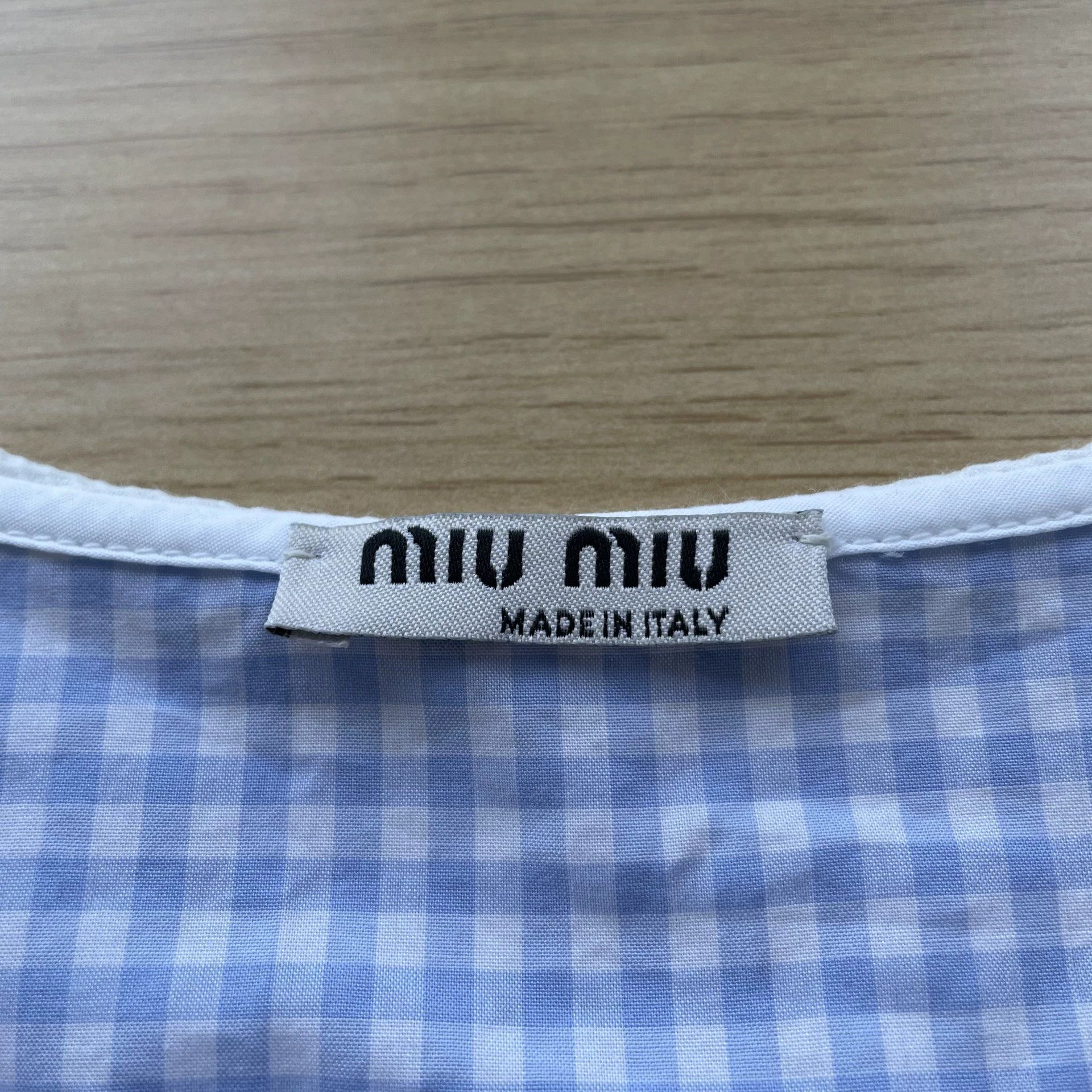 Miu Miu MIU MIU Women's Blue Plaid Short-Sleeve Cropped Top Size 36 Size XS / US 0-2 / IT 36-38 - 5 Thumbnail