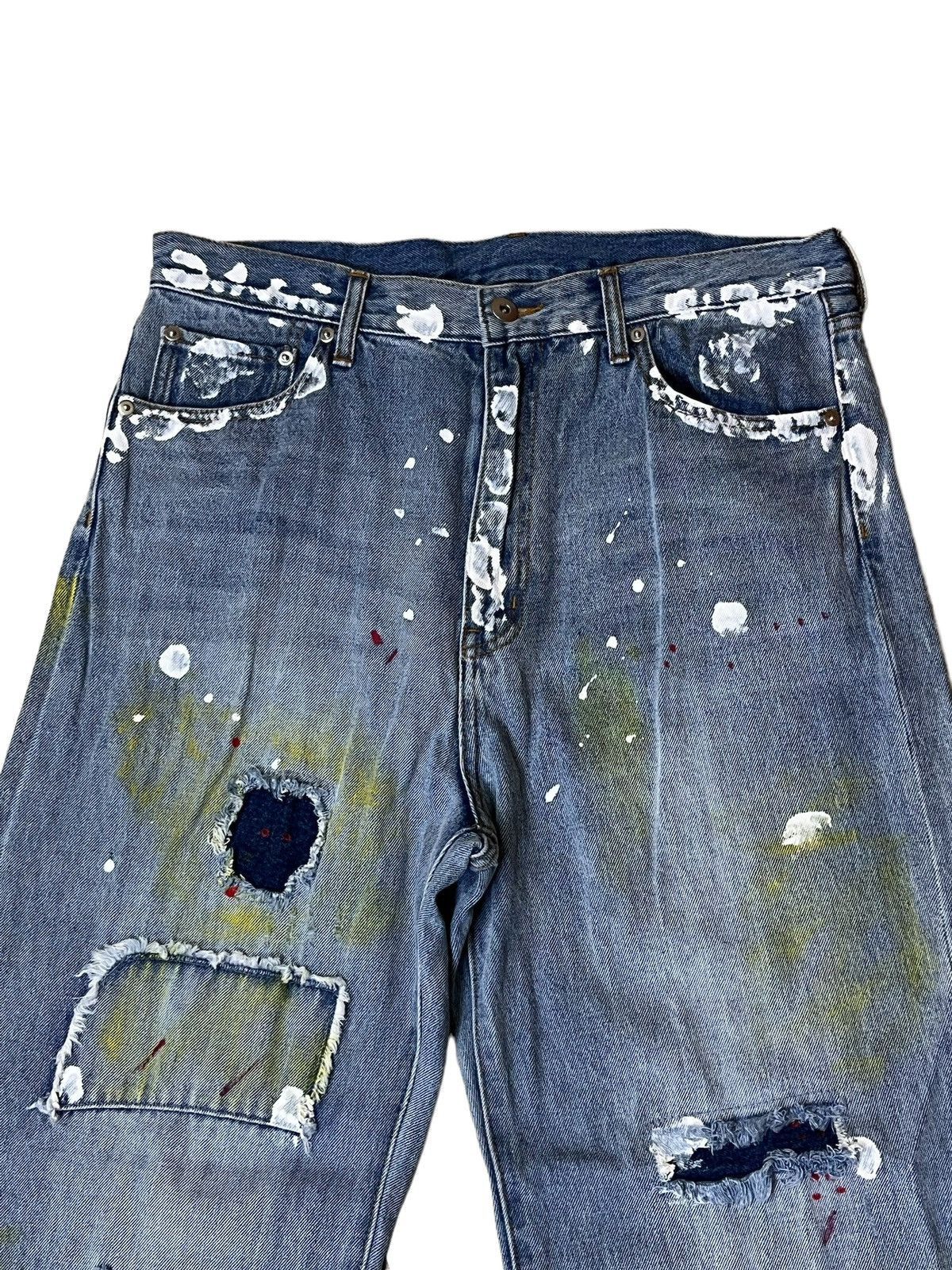 Japanese Brand BAGGY🔥🔥GALLIS ADDICTION COLOURFULL PAINT WIDE JEANS Size US 33 - 3 Thumbnail
