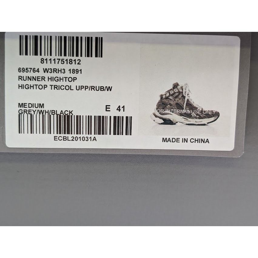 Balenciaga o1rshd1 Runner Hi-Top Sneakers in Grey/White/Black Size US 8 / EU 41 - 17 Thumbnail