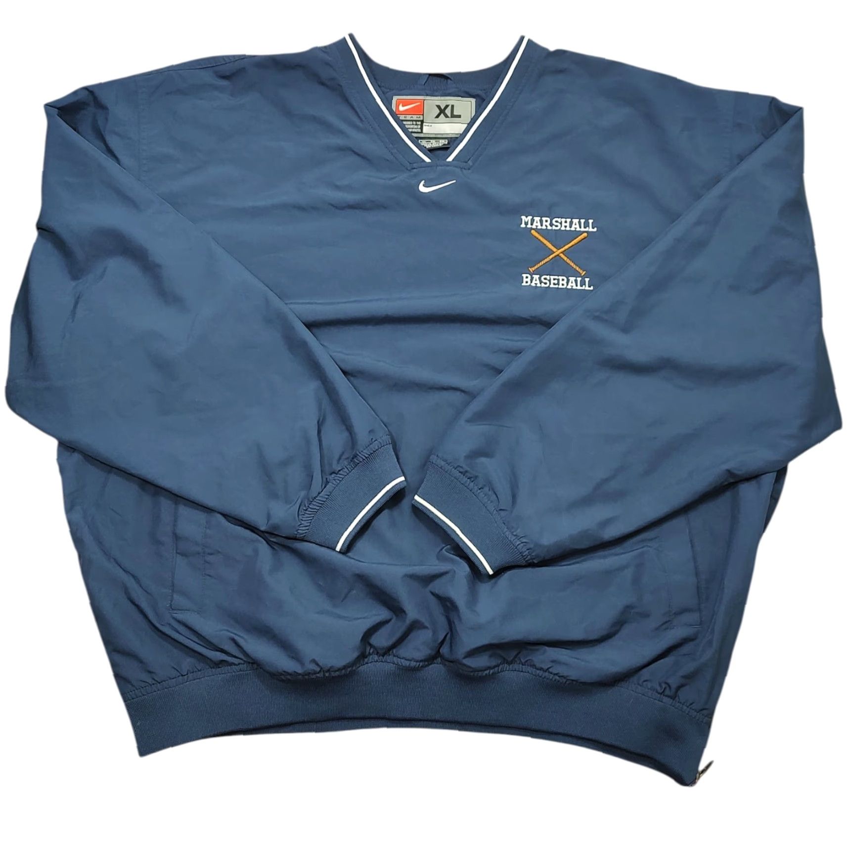 Nike VINTAGE Nike Marshall Baseball Jacket Mens XL Pullover Windbreaker Blue Swoosh Athletic Regular Size XL Mens Size US XL / EU 56 / 4 - 2 Thumbnail