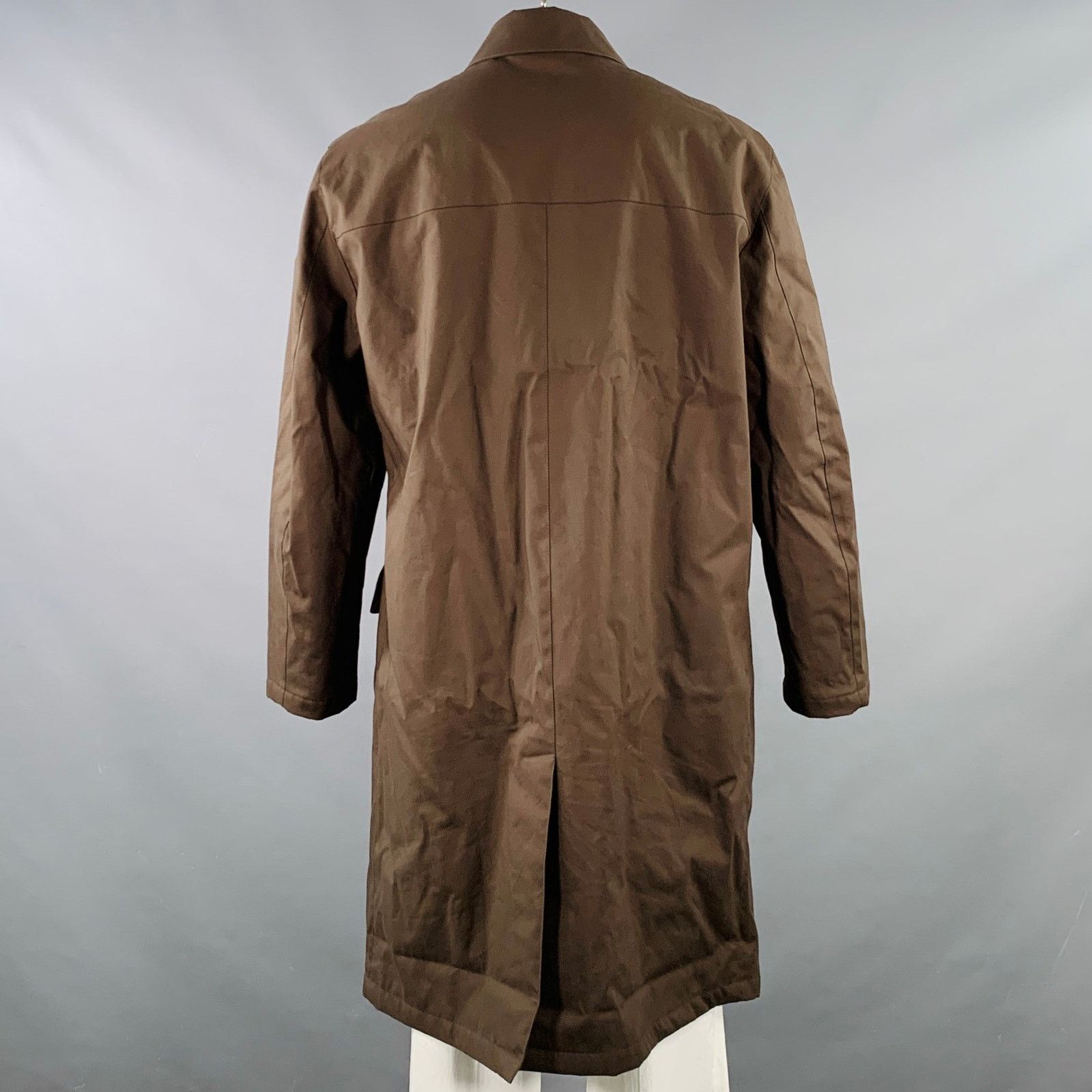 Salvatore Ferragamo Size 44 Brown Cotton Blend Turn Lock Coat Size US L / EU 52-54 / 3 - 4 Thumbnail