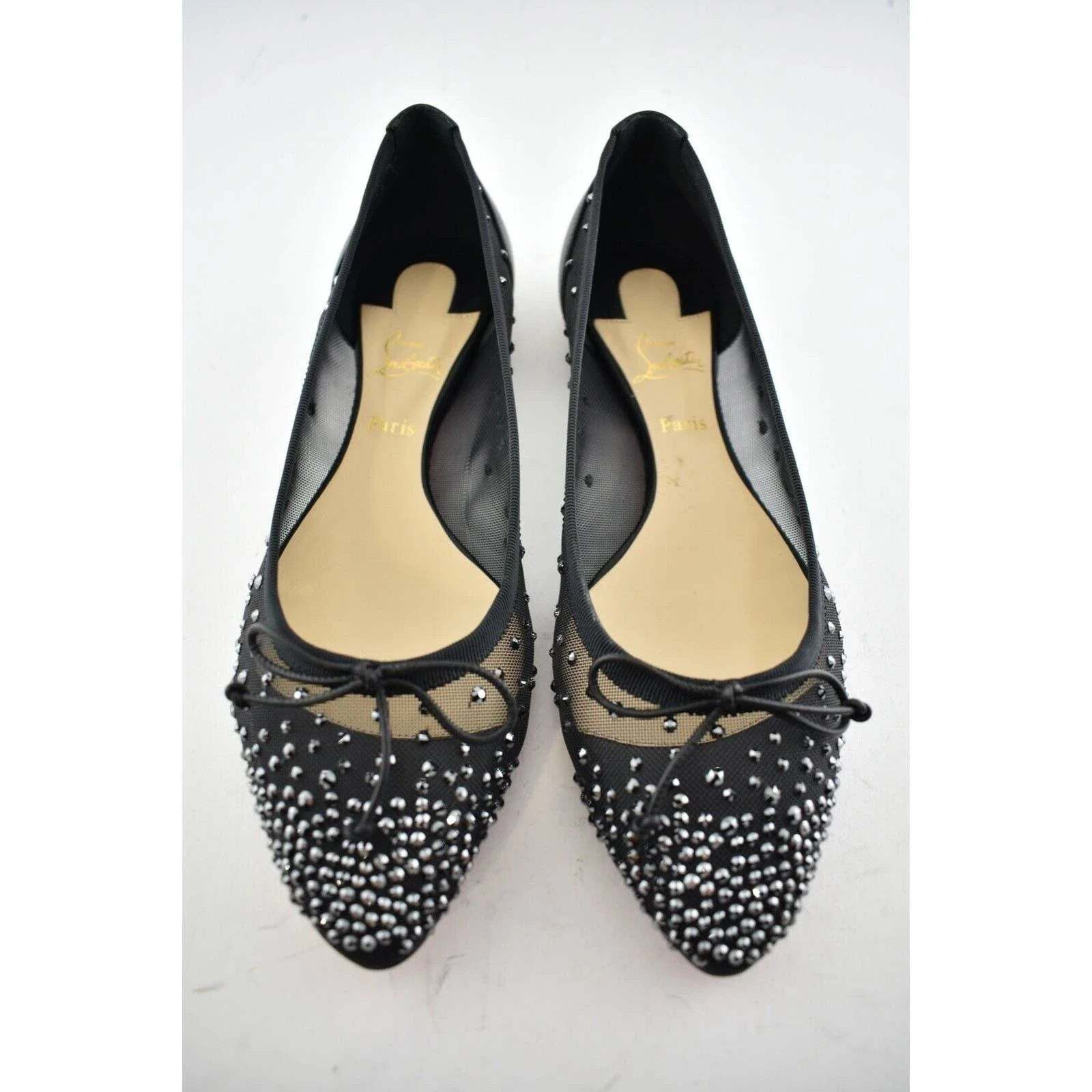 Christian Louboutin Christian Louboutin Patio Black Leather Strass Crystal Size US 6 / IT 36 - 6 Thumbnail