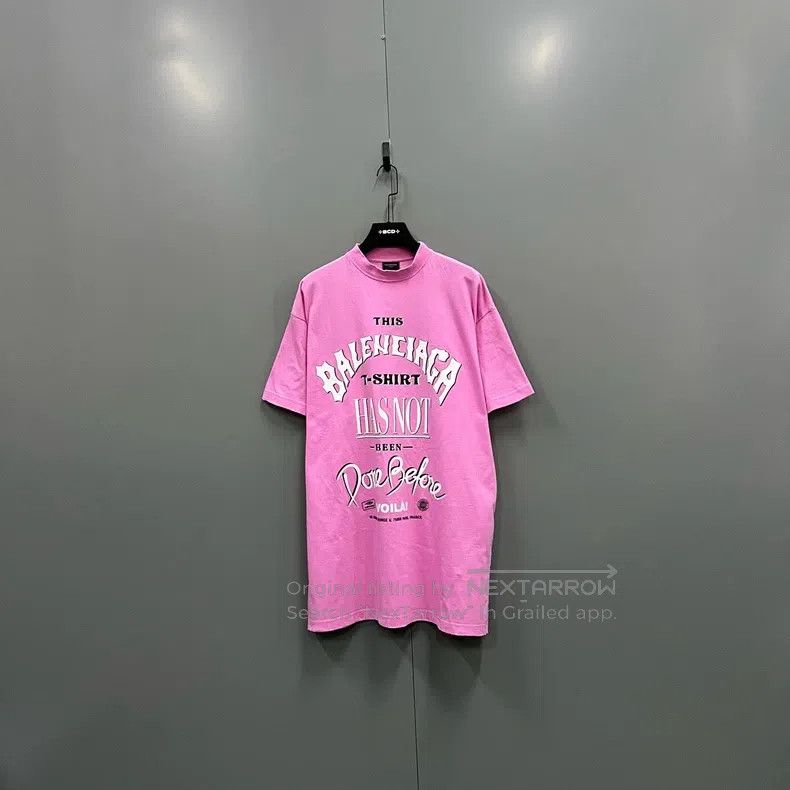 Balenciaga Pink Letter Logo Short Sleeve