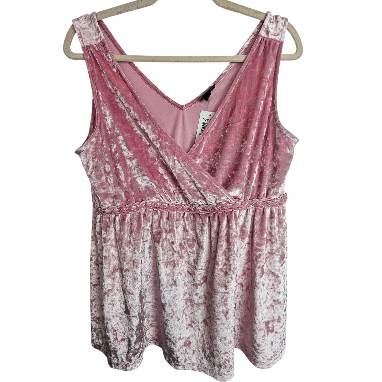 Torrid Torrid Womens Pink Velvet Surplice Babydoll Tank Top Plus 0X Size L / US 10 / IT 46 - 1 Thumbnail