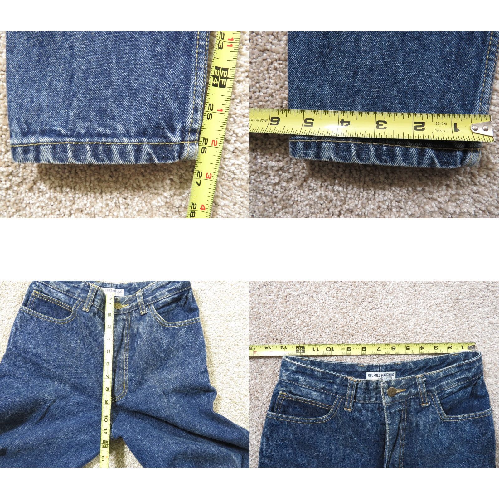 Guess VINTAGE GUESS JEANS Women Dark Blue Tapered 29 26x26.5 Inseam High Rise 5-Pocket Ankle Zip USA 80s 90s Designer Georges Marciano Size 29" - 8 Thumbnail