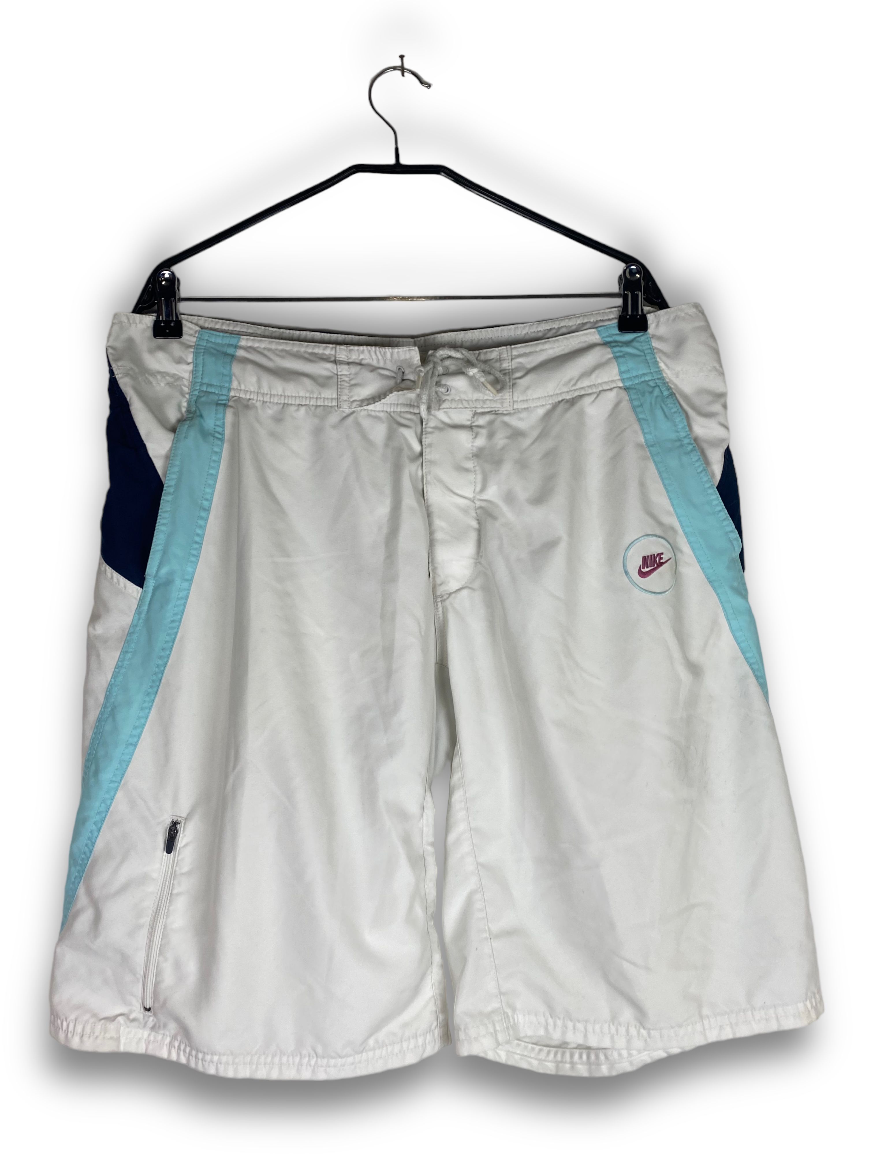 Pre-owned Nike X Vintage Nike White Swim Shorts M379 In White/navy