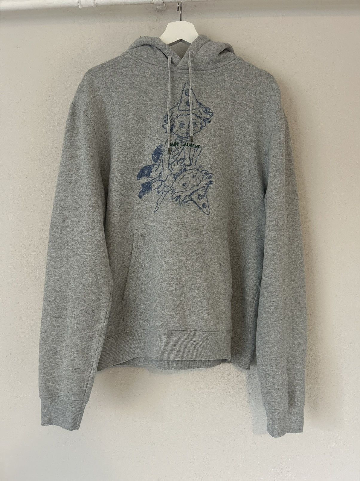 Saint Laurent Paris Grey Clown Print Logo Embroidery Hoodie Saint Laurent Paris Grey Clown Print Logo Embroidery Hoodie