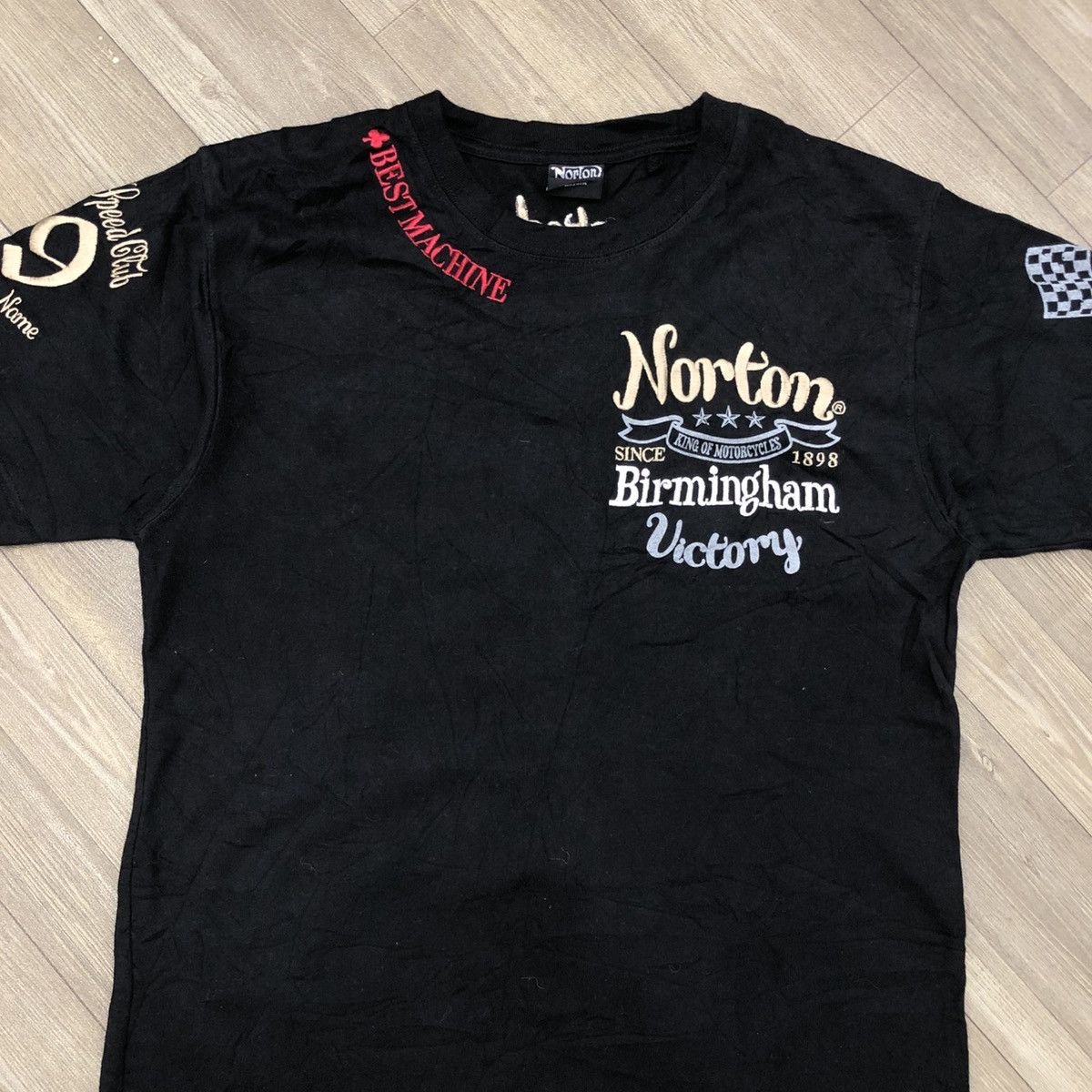 Japanese Brand × Norton 2000s Norton Motorcycle English Ducth Embroidered Tshirt Size US L / EU 52-54 / 3 - 11 Thumbnail