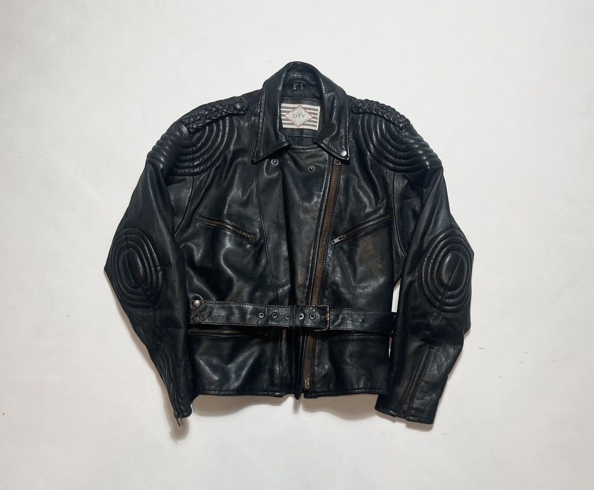 Genuine Leather 90s Vintage City leather biker jacket Size US S / EU 44-46 / 1 - 1 Thumbnail