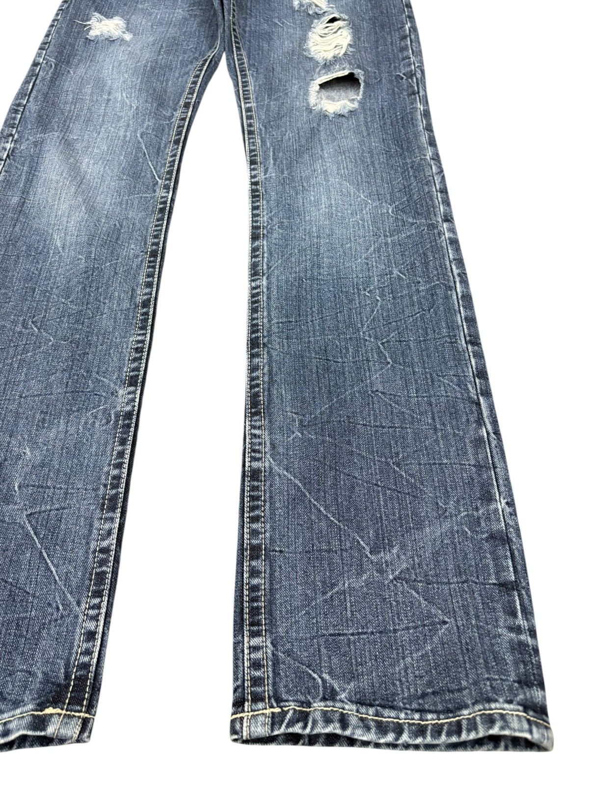 Other Vintage Japanese Brand Suspenders Crack Wash Distress Jeans Size 31" - 6 Thumbnail