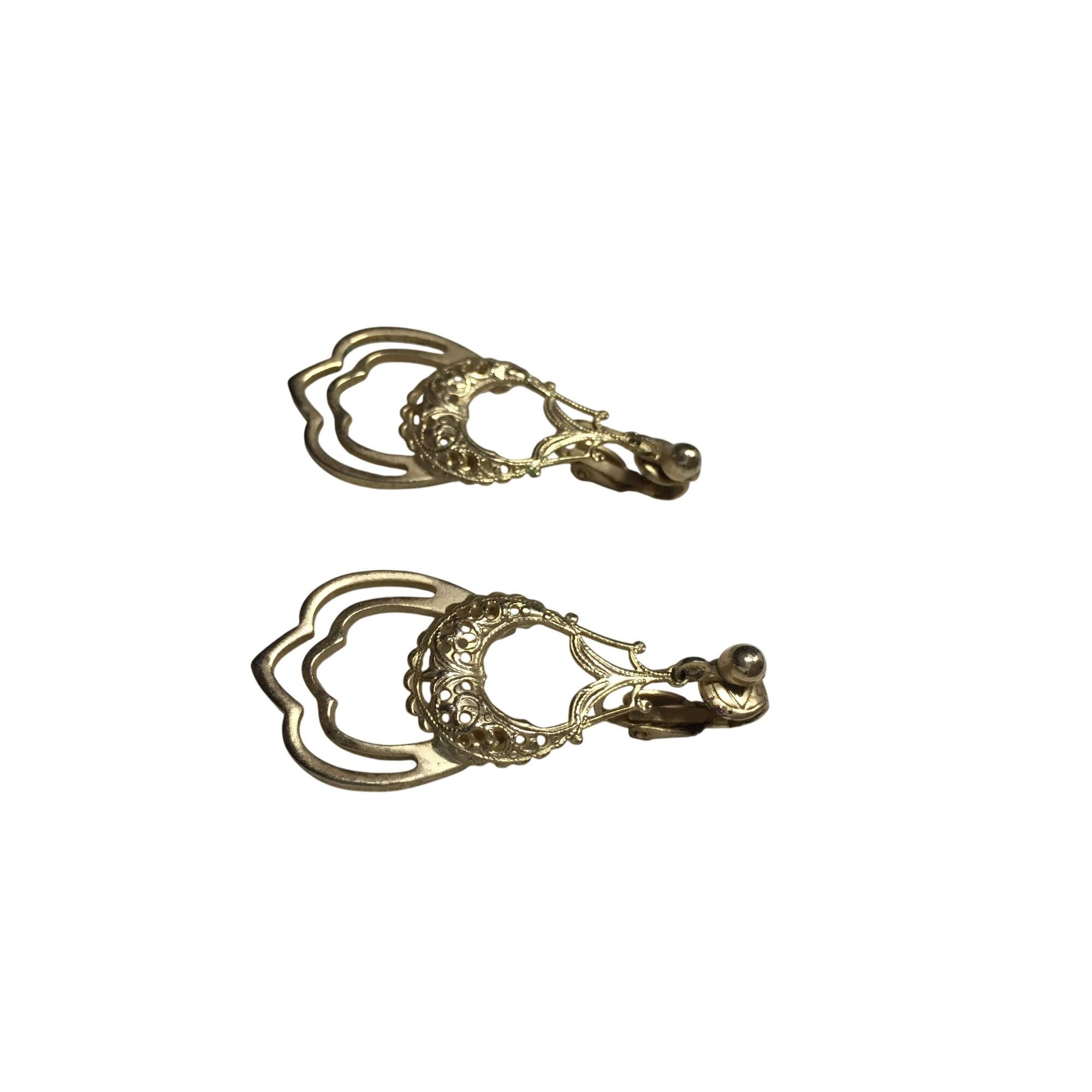 Other Women's Filigree Design Clip on Gold Tone Dangle Earrings Size ONE SIZE - 3 Thumbnail