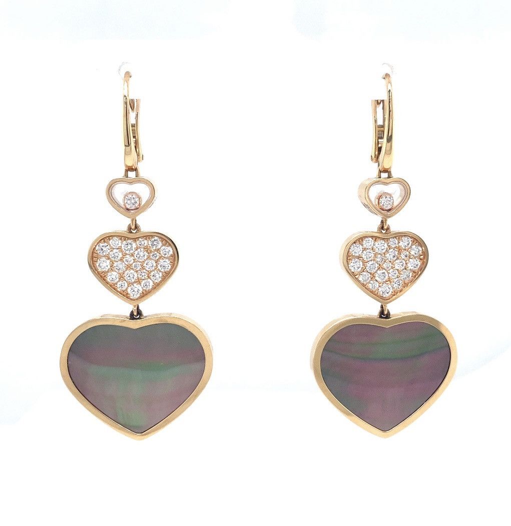 image of Chopard Happy Hearts 18K Gold Triple Drop/pearl Earrings in Silver, Women's